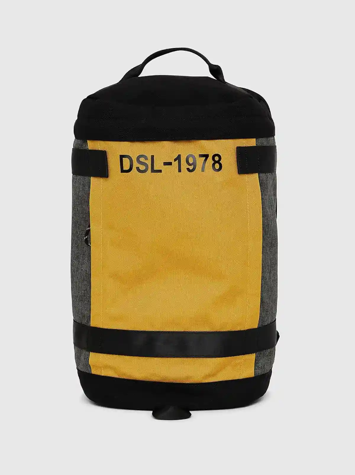 Yellow Cylindrical backpack with print