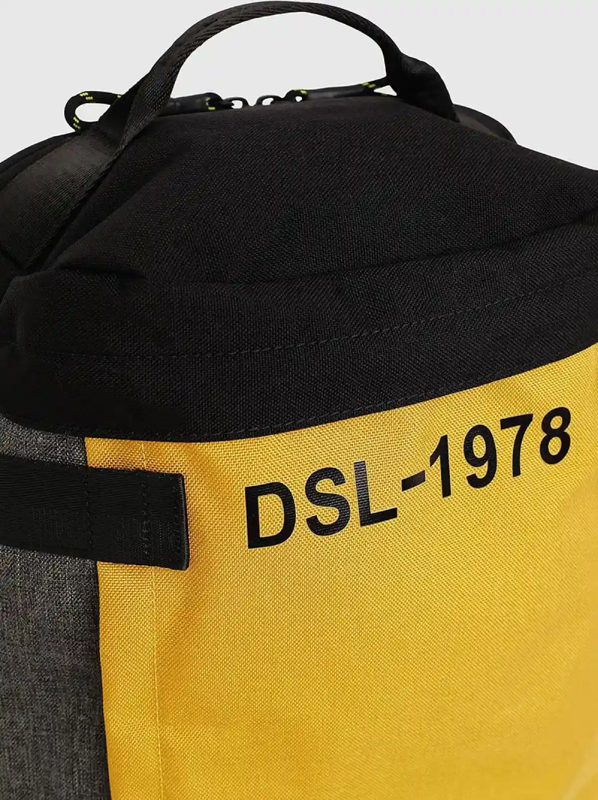 Yellow Cylindrical backpack with print
