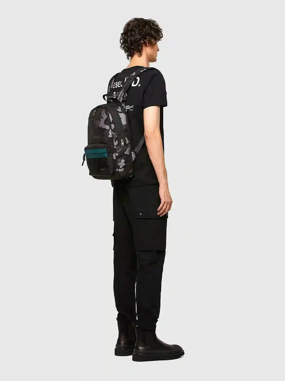 Blue Backpack in camo-print mesh