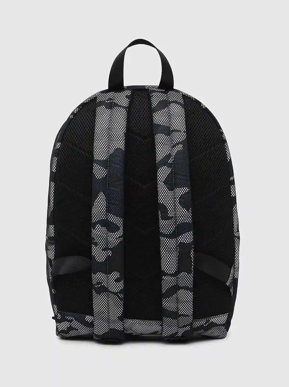 Grey Camo-print backpack with mesh overlay