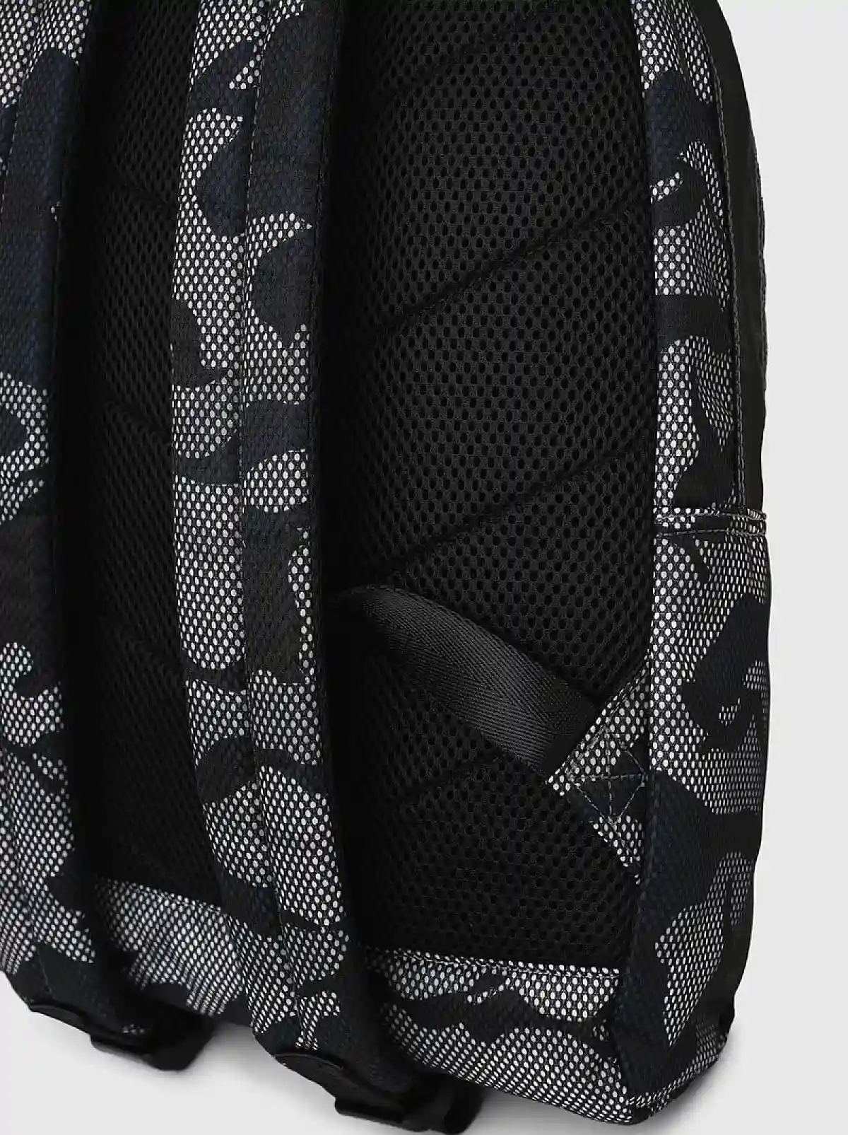 Grey Camo-print backpack with mesh overlay