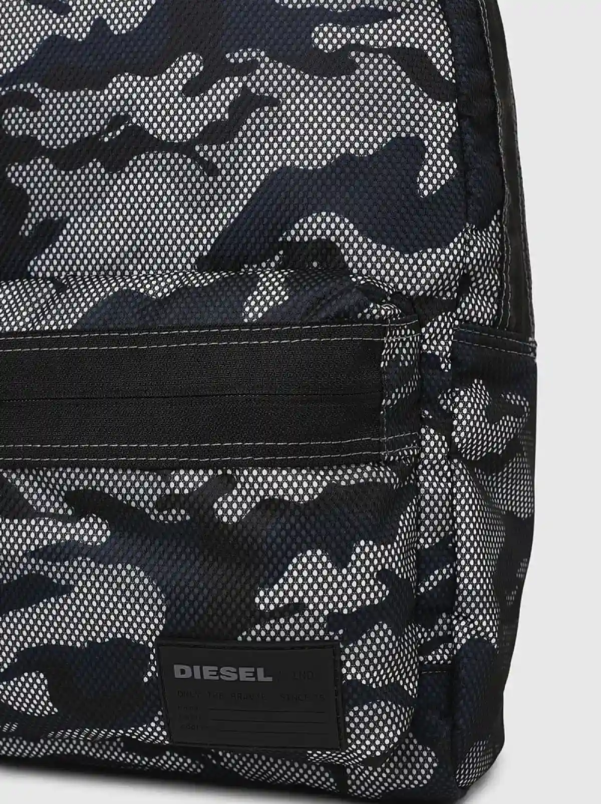 Grey Camo-print backpack with mesh overlay