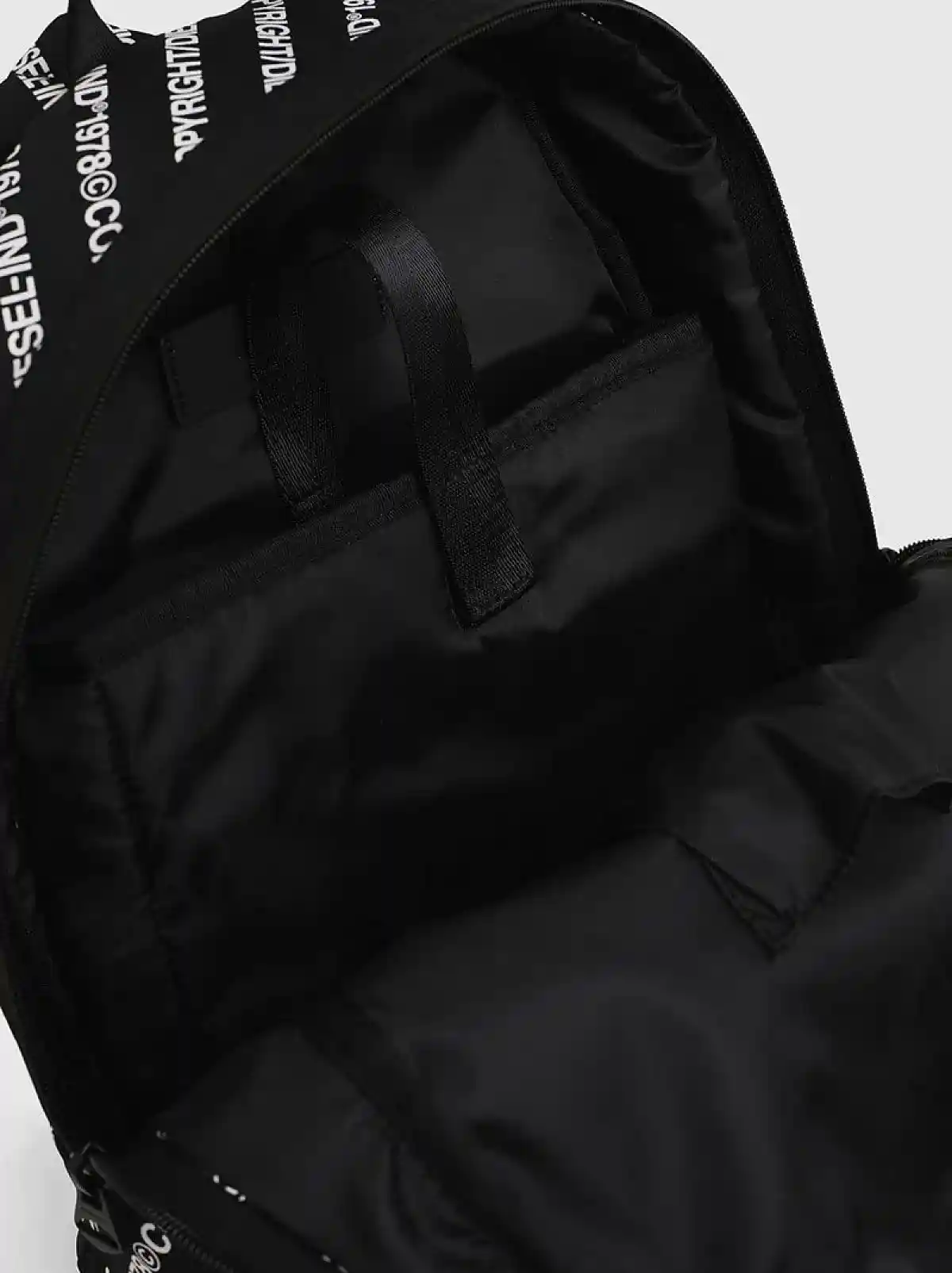 Black Backpack with all-over Copyright logo