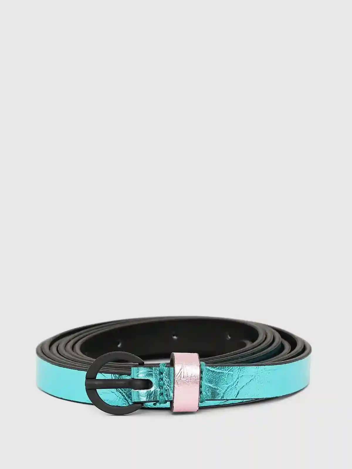 Blue Double-wrap metallic belt