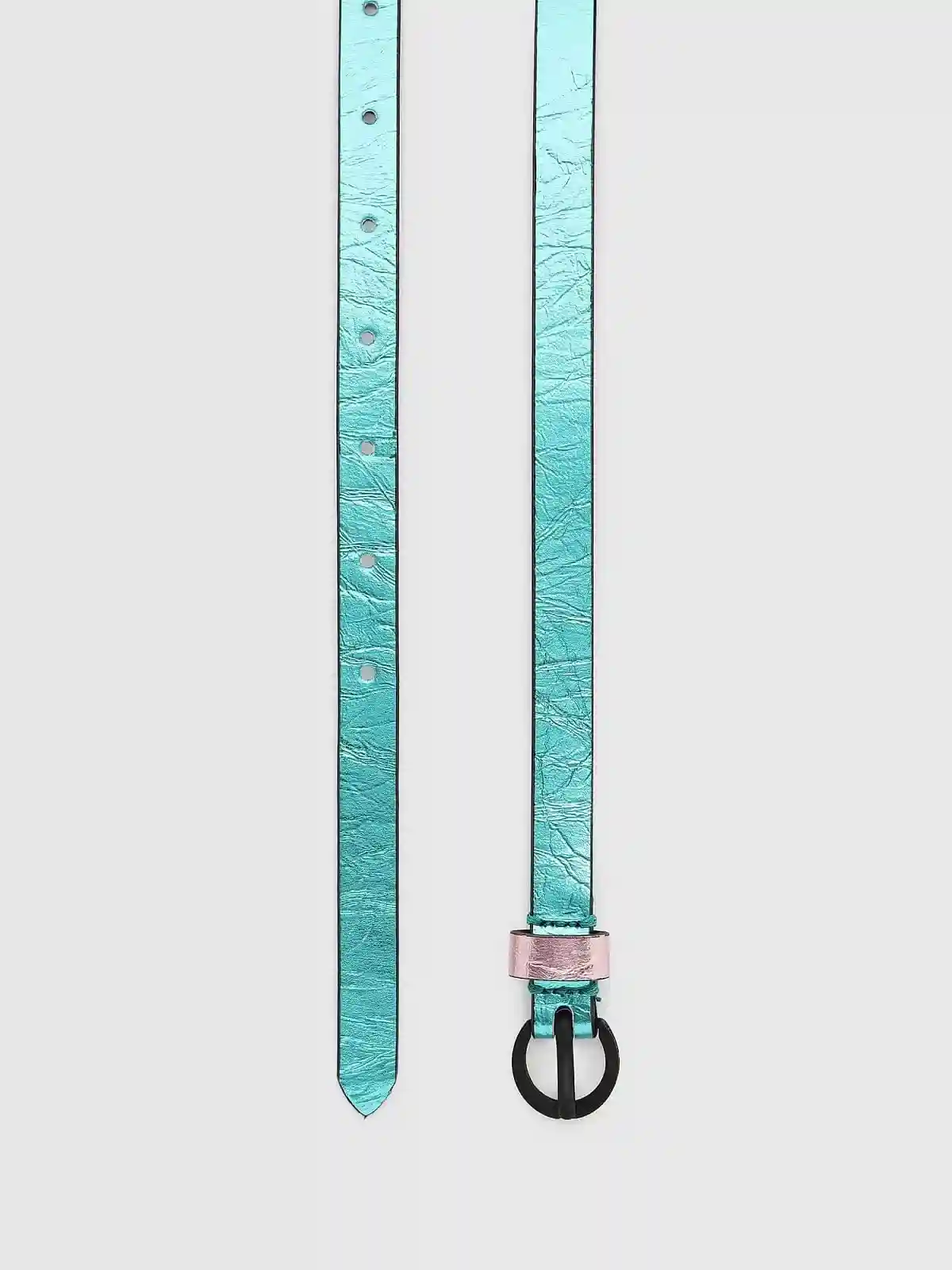 Blue Double-wrap metallic belt