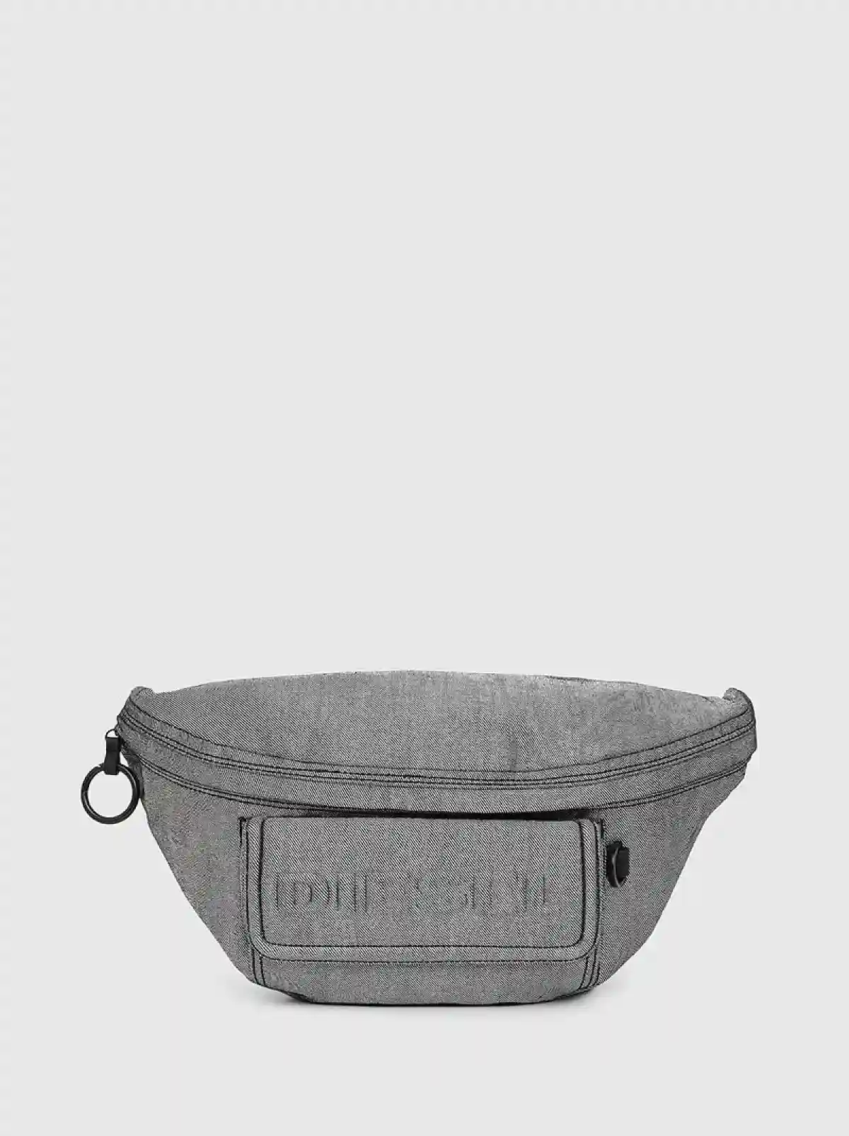 Grey Triple-function belt bag in Lurex denim