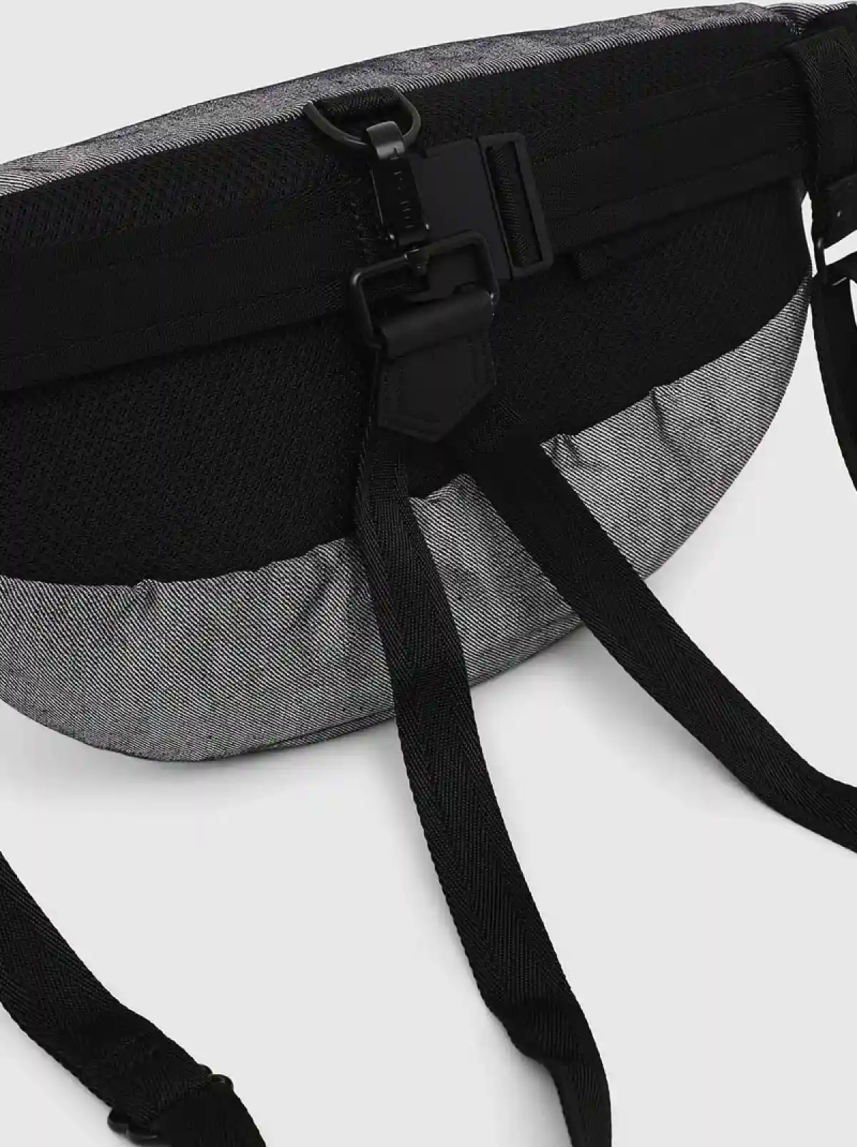 Grey Triple-function belt bag in Lurex denim