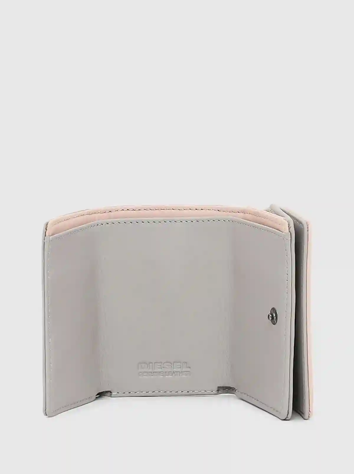 Pink Tri-fold wallet in two-tone leather