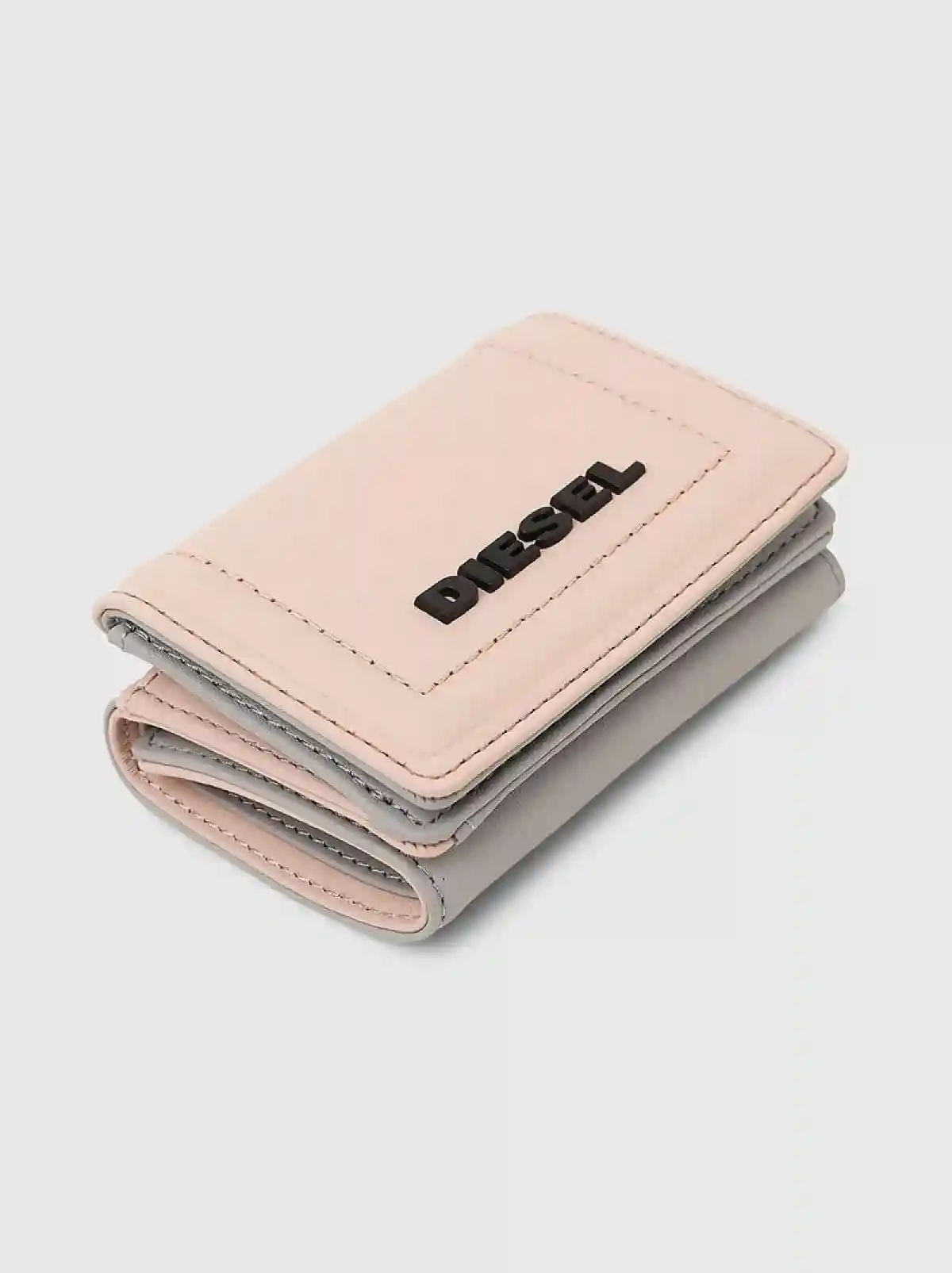 Pink Tri-fold wallet in two-tone leather