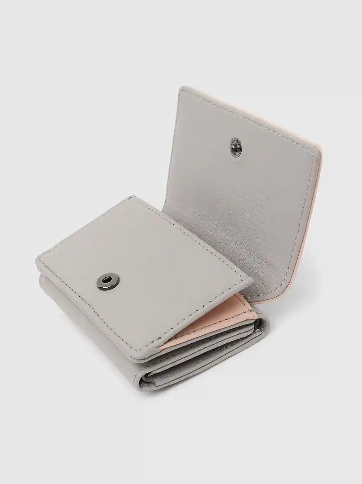 Pink Tri-fold wallet in two-tone leather