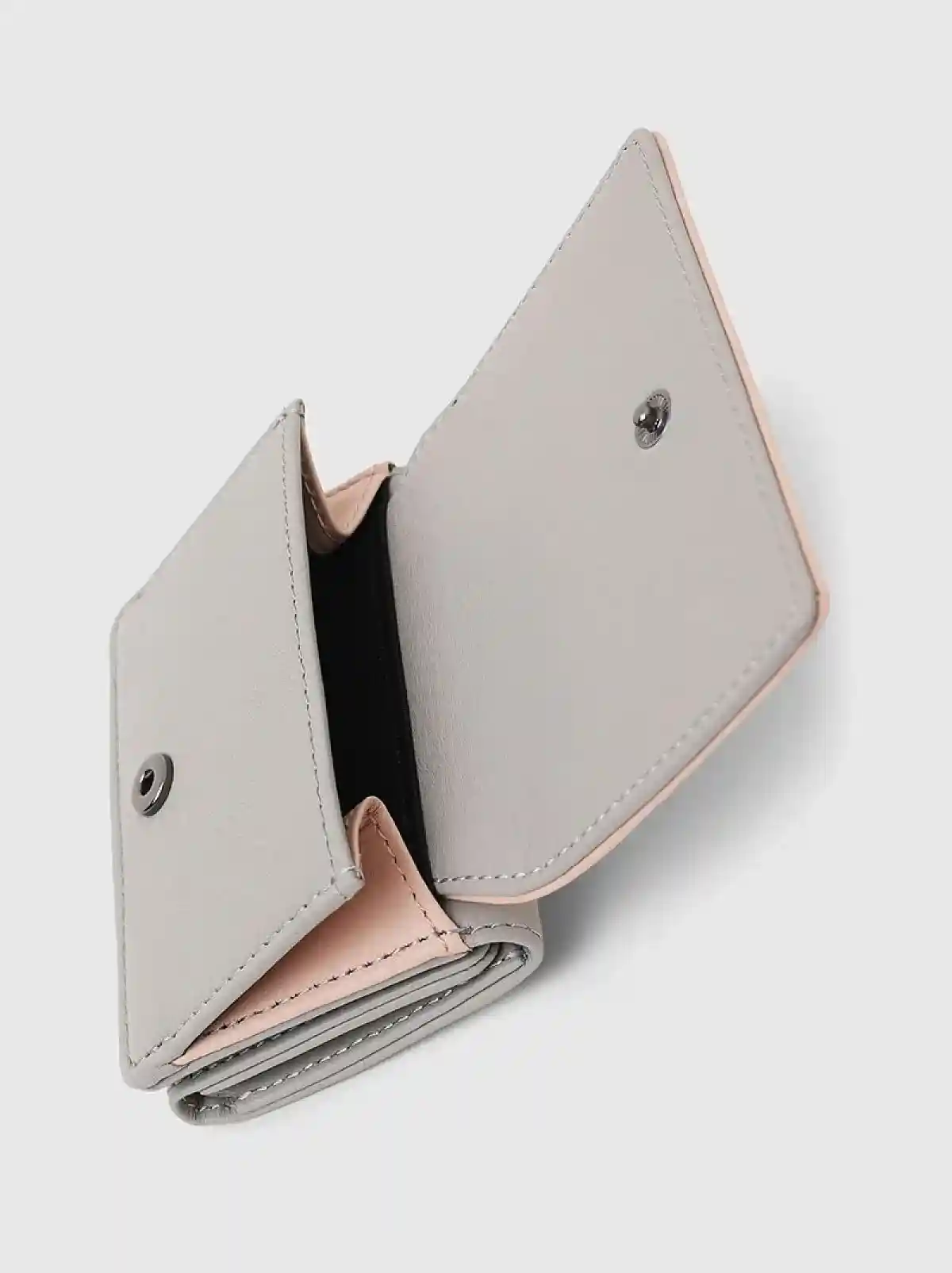 Pink Tri-fold wallet in two-tone leather