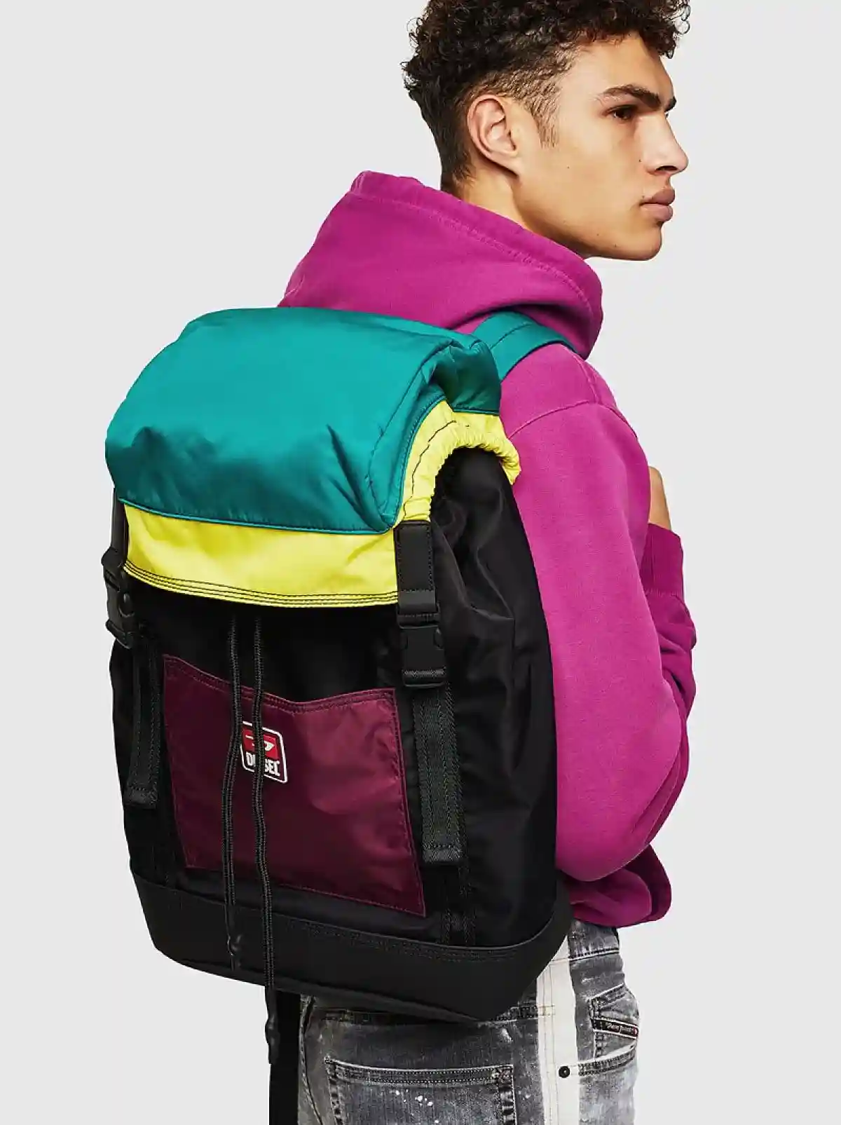 Multicolor Backpack in colour-block nylon