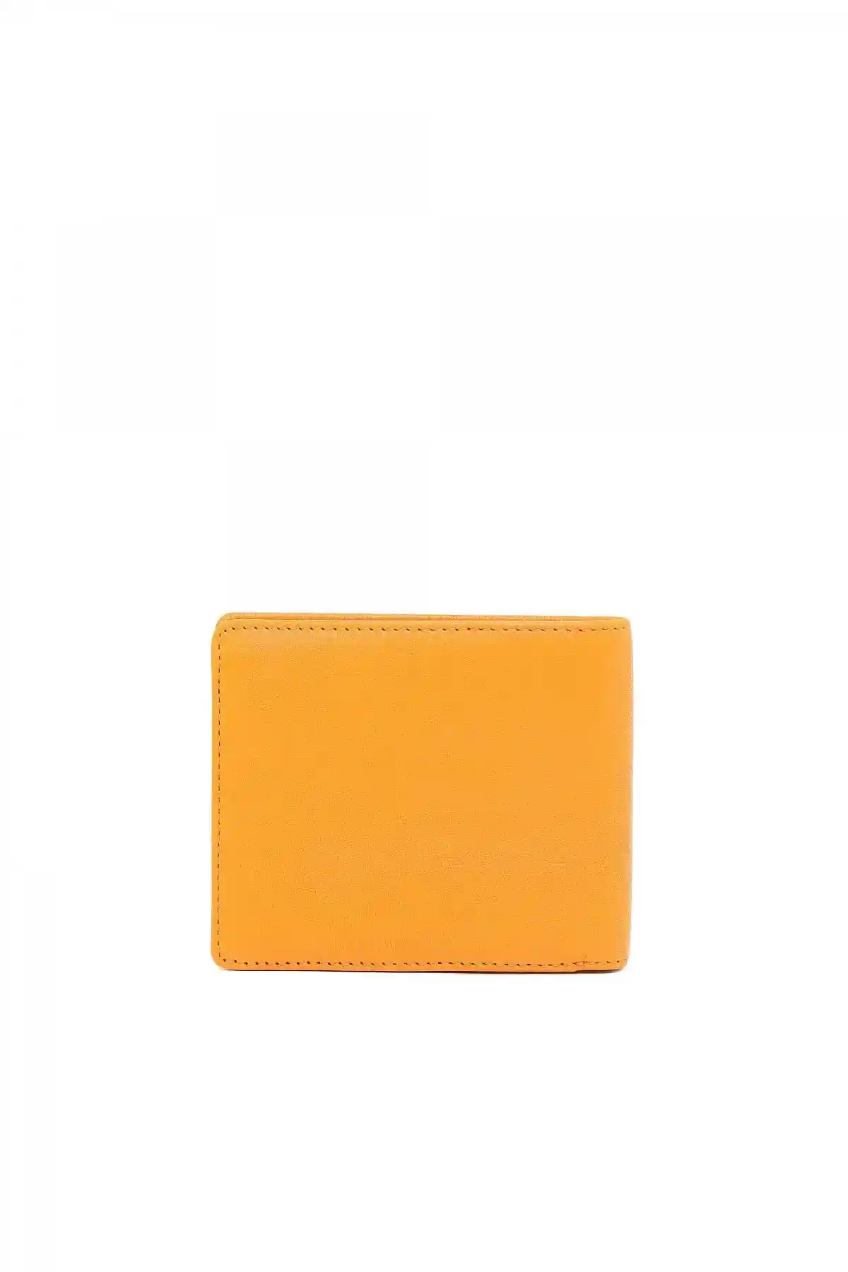 Orange Bi-fold wallet in leather