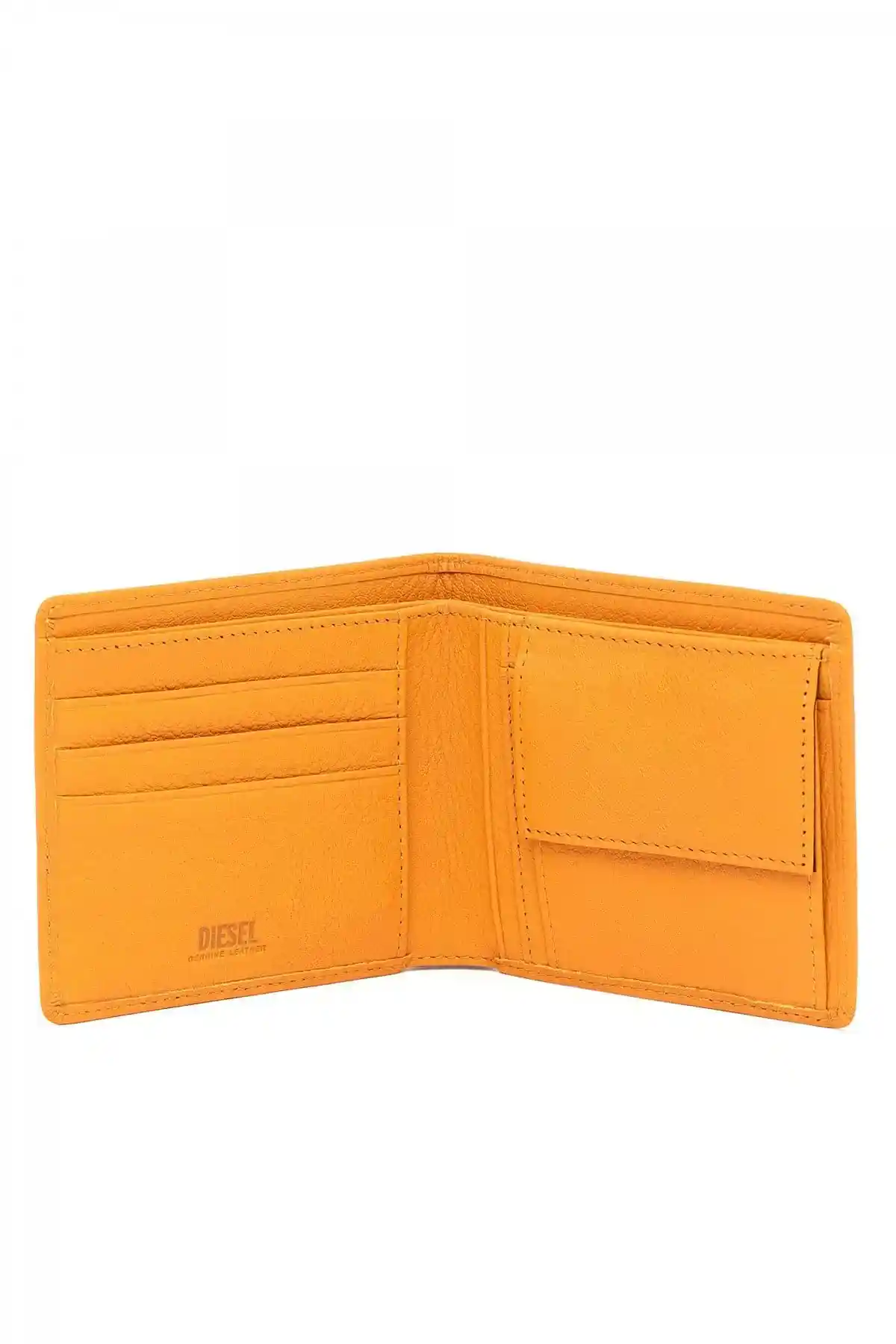 Orange Bi-fold wallet in leather