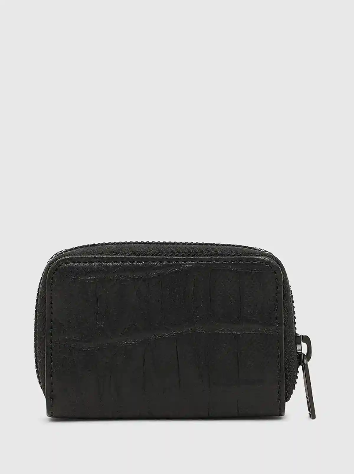 Black Leather wallet with crocodile-effect texture