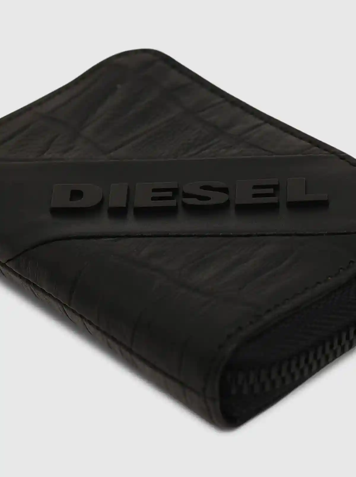 Black Leather wallet with crocodile-effect texture