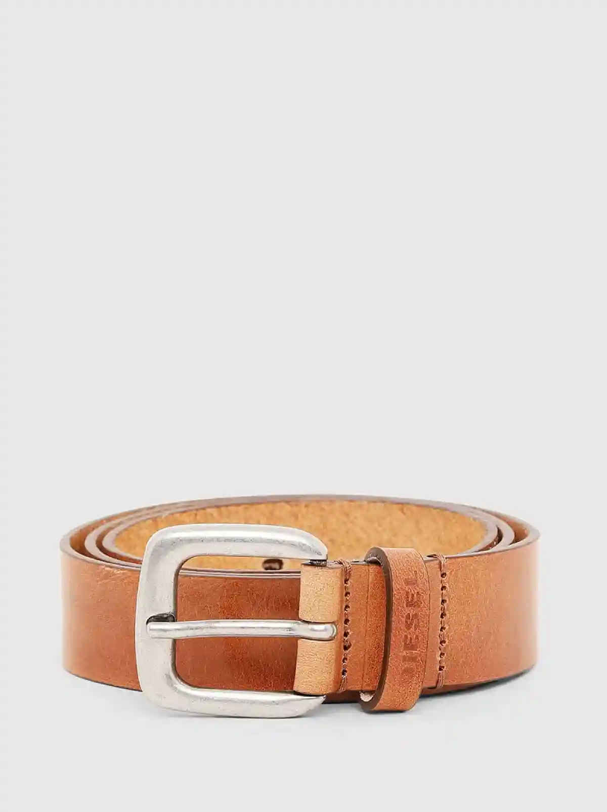 Brown Leather belt with studded motif
