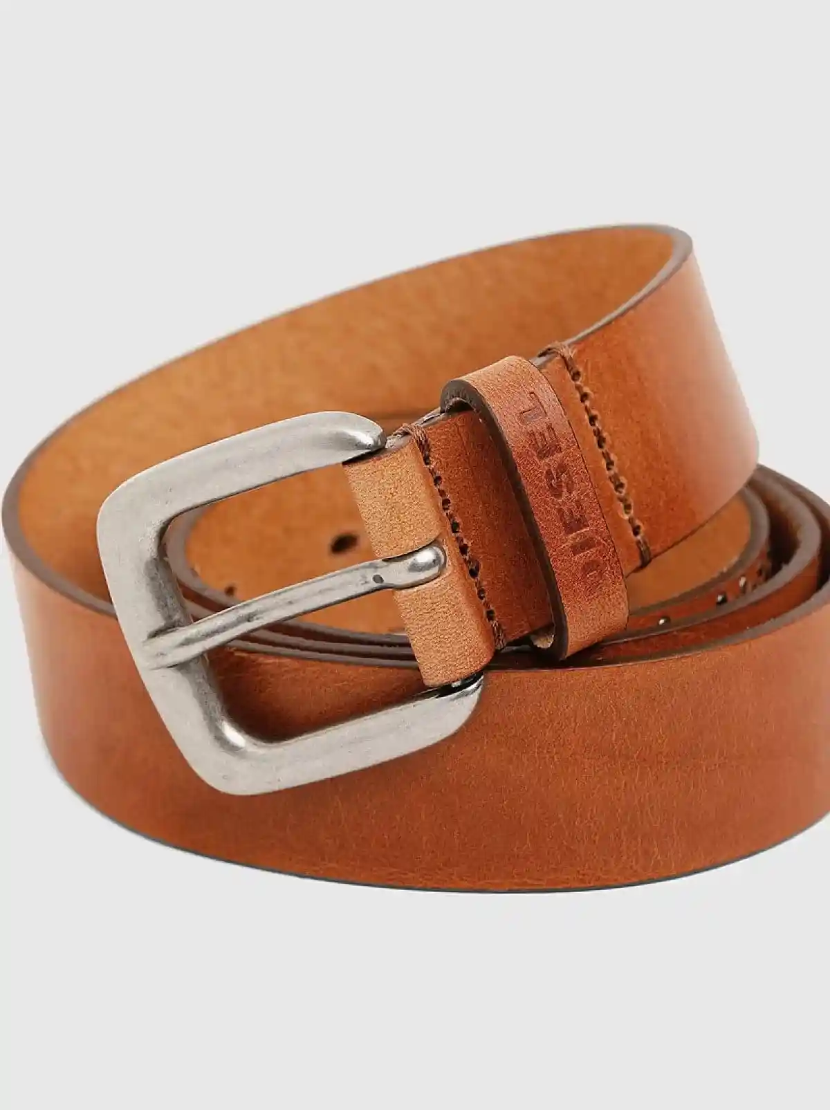 Brown Leather belt with studded motif