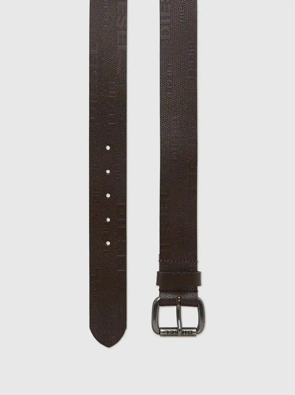 Brown Logo belt in lizard-effect leather