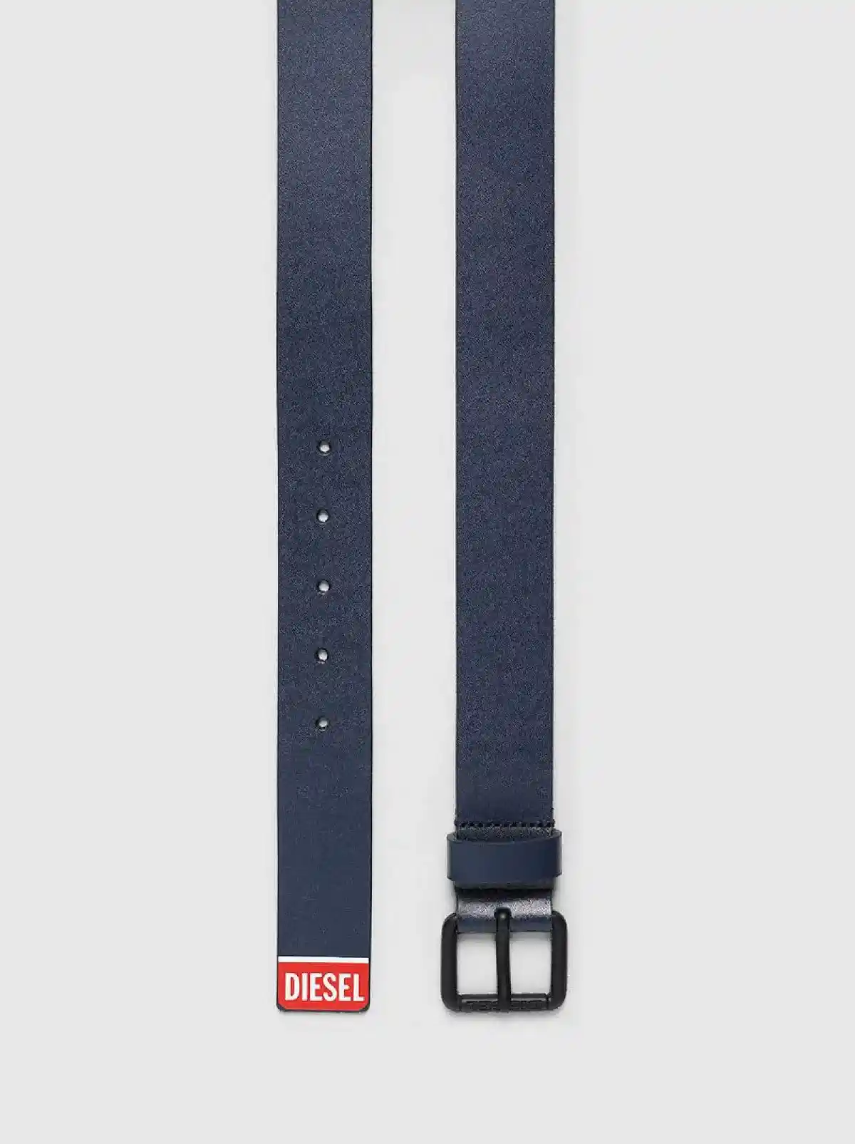 Blue Leather belt with logo tip