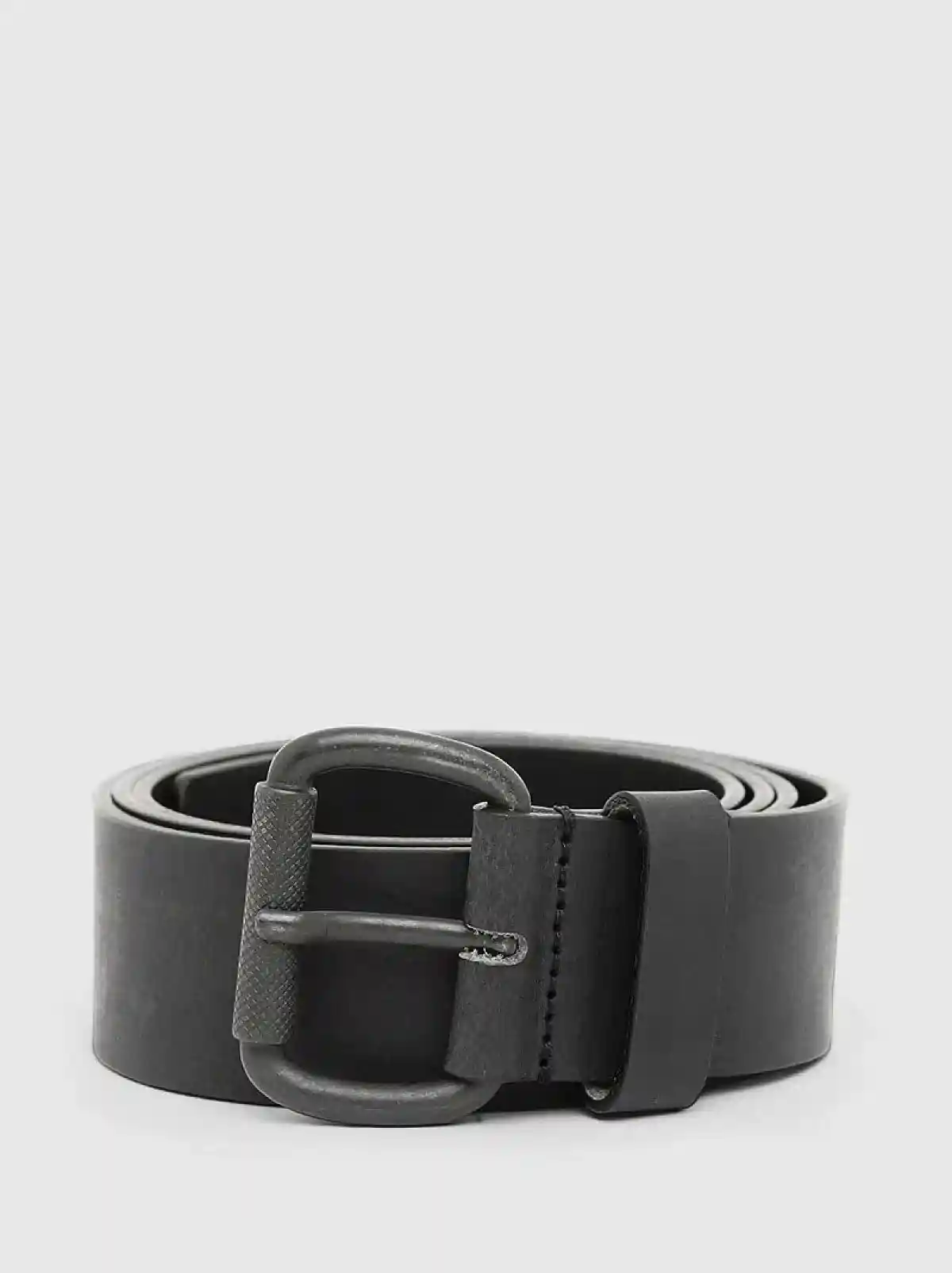 Black Leather belt with Denim Division logo