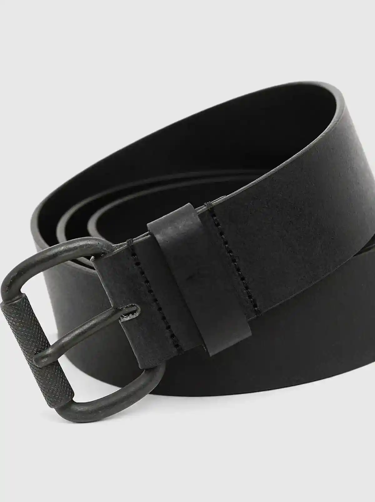 Black Leather belt with Denim Division logo