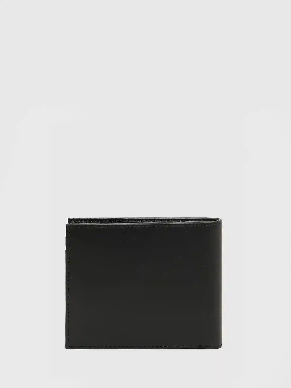 Black Bi-fold wallet in leather and denim