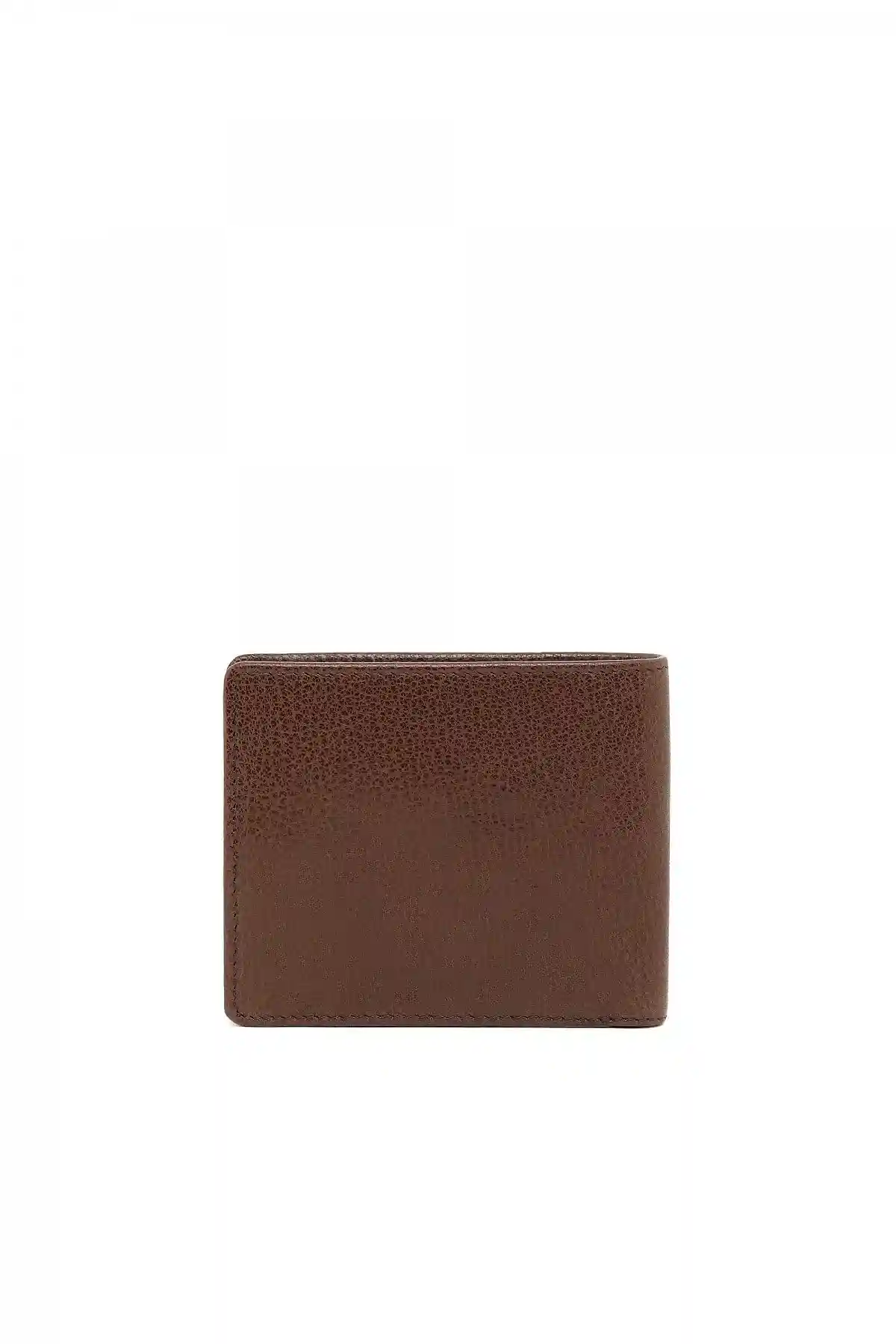 小物 DIESEL Compact Wallet Brown Leather Brown Bi-fold wallet with colour detail