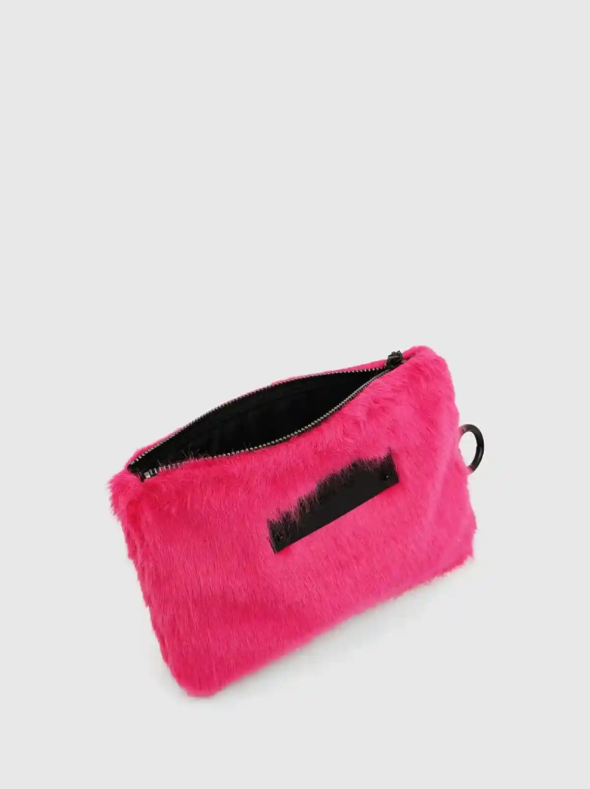 White PVC beauty case with faux-fur sleeve