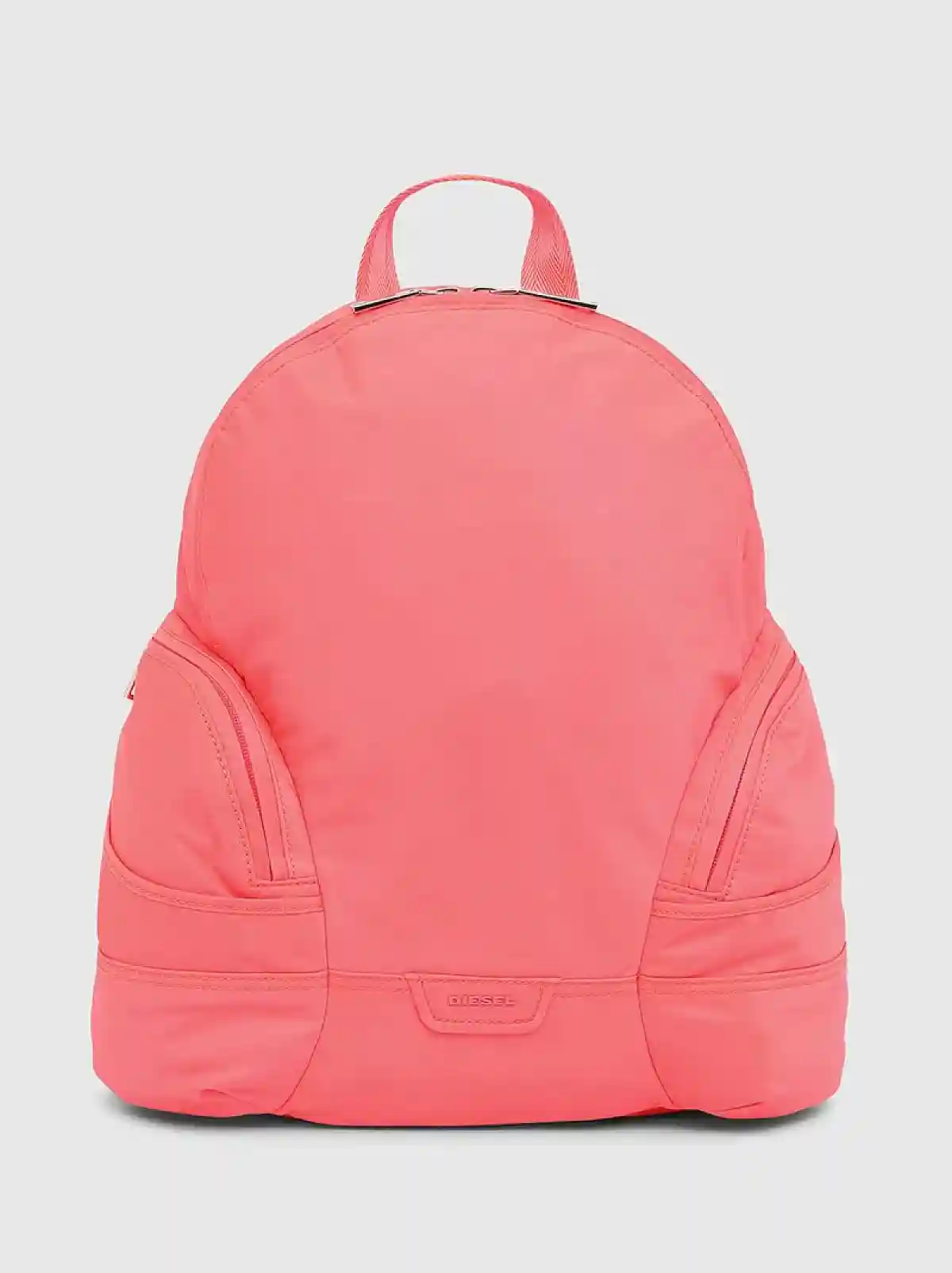 Orange Nylon backpack with crescent pockets
