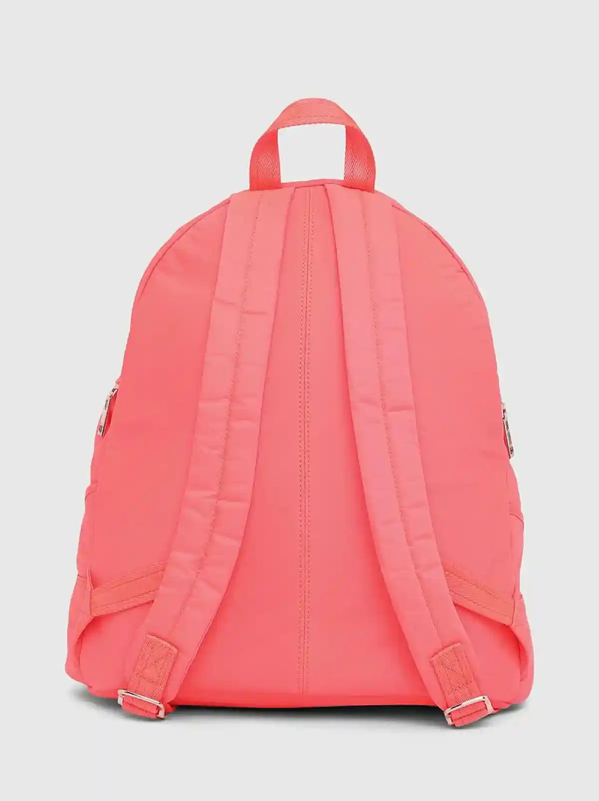 Orange Nylon backpack with crescent pockets