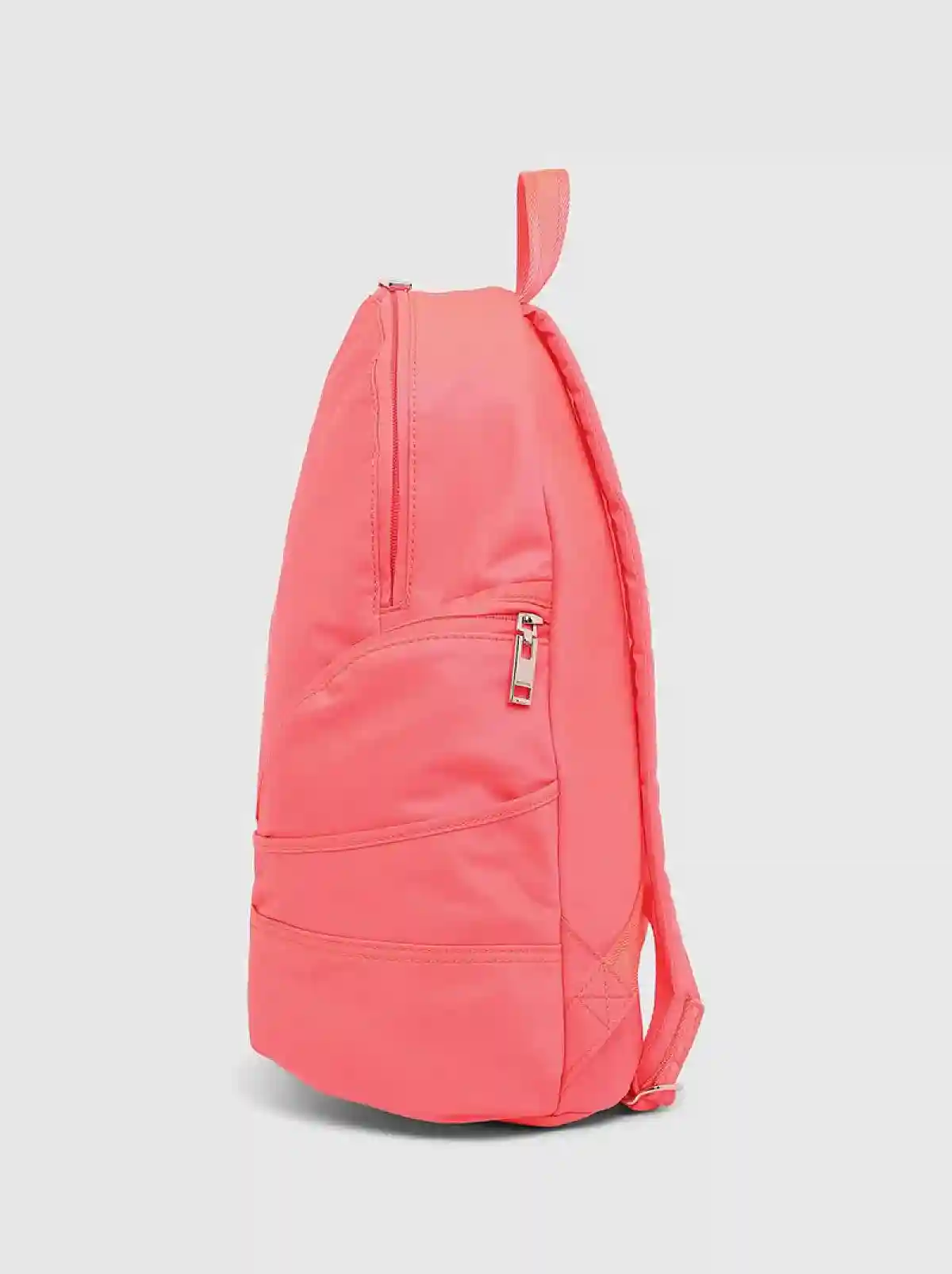 Orange Nylon backpack with crescent pockets