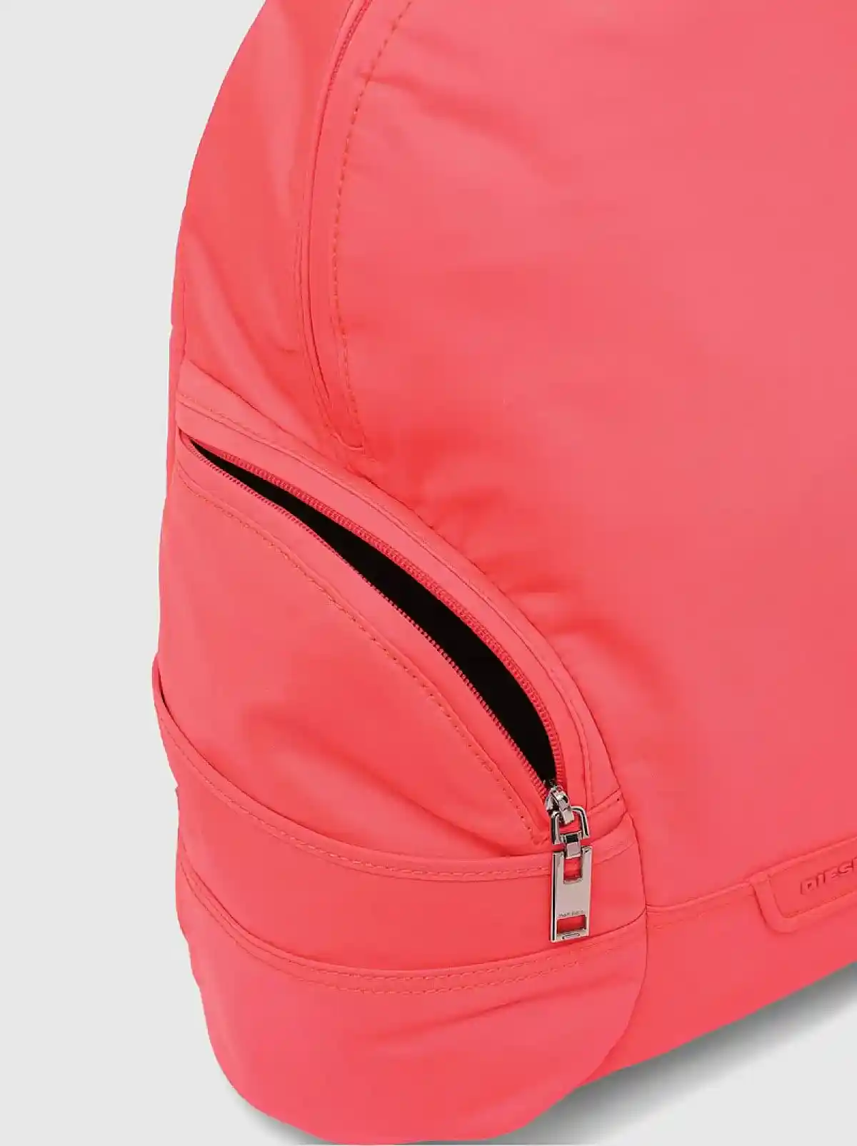 Orange Nylon backpack with crescent pockets