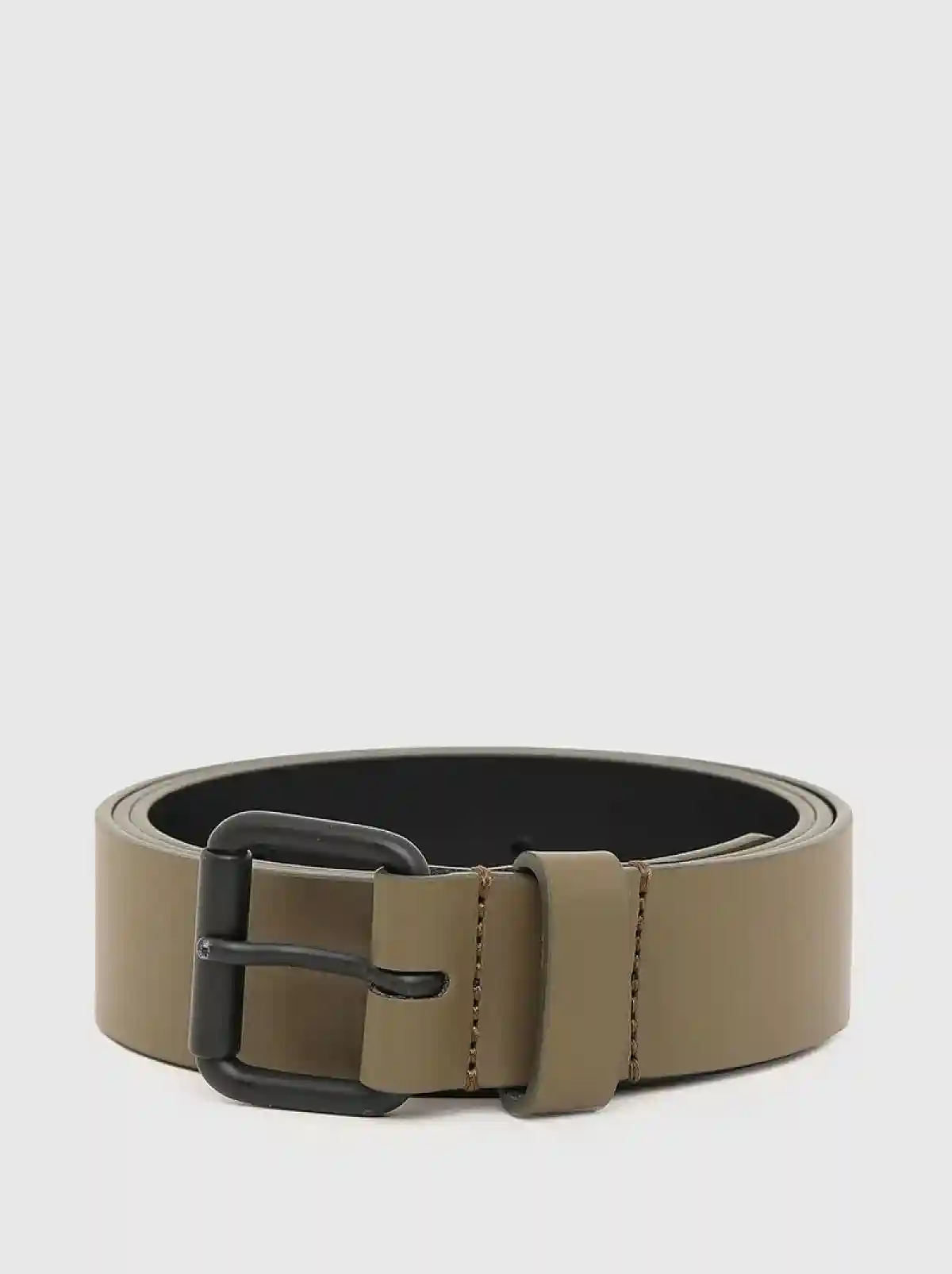 Brown Faux leather belt with logo print
