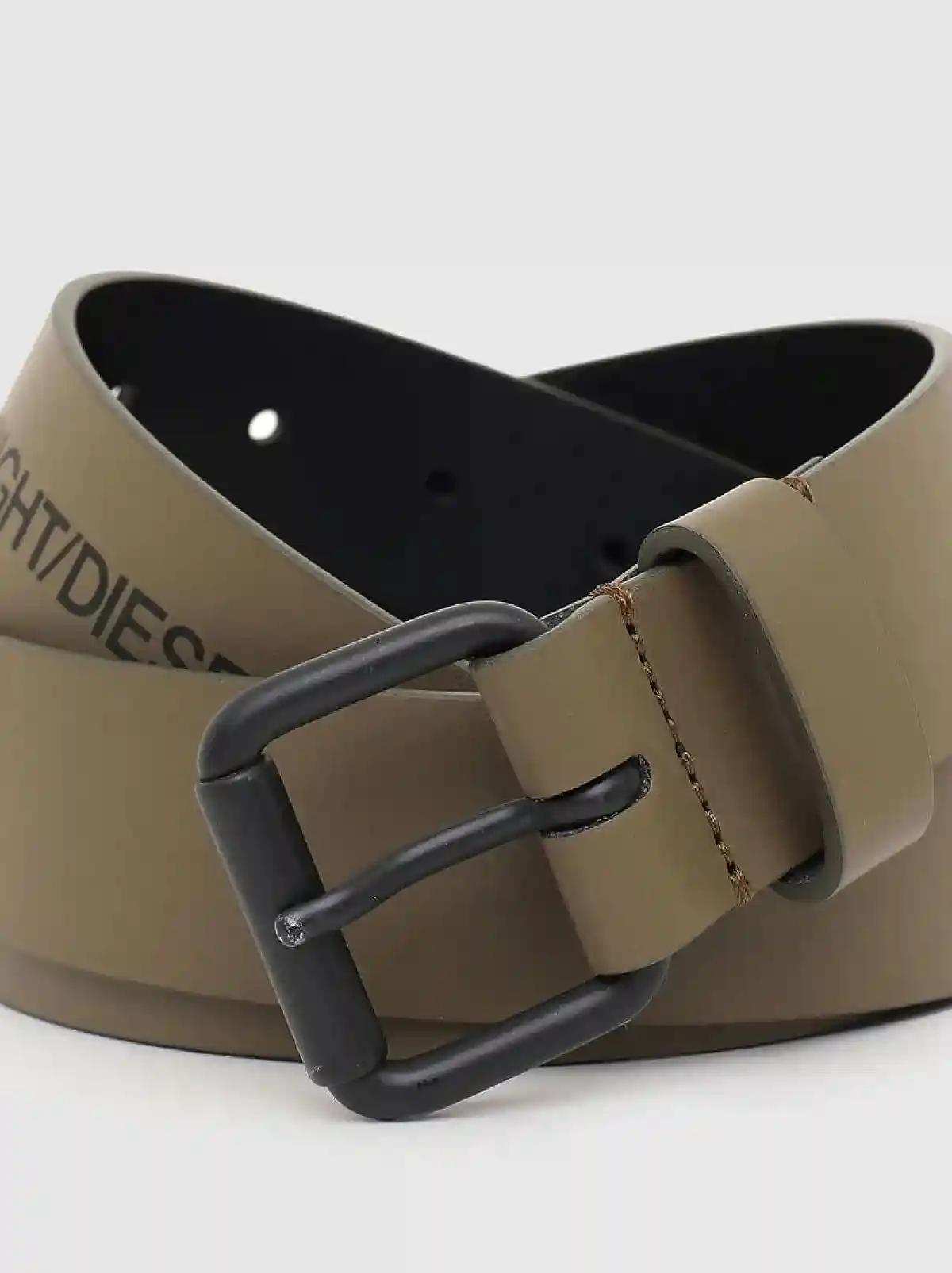 Brown Faux leather belt with logo print