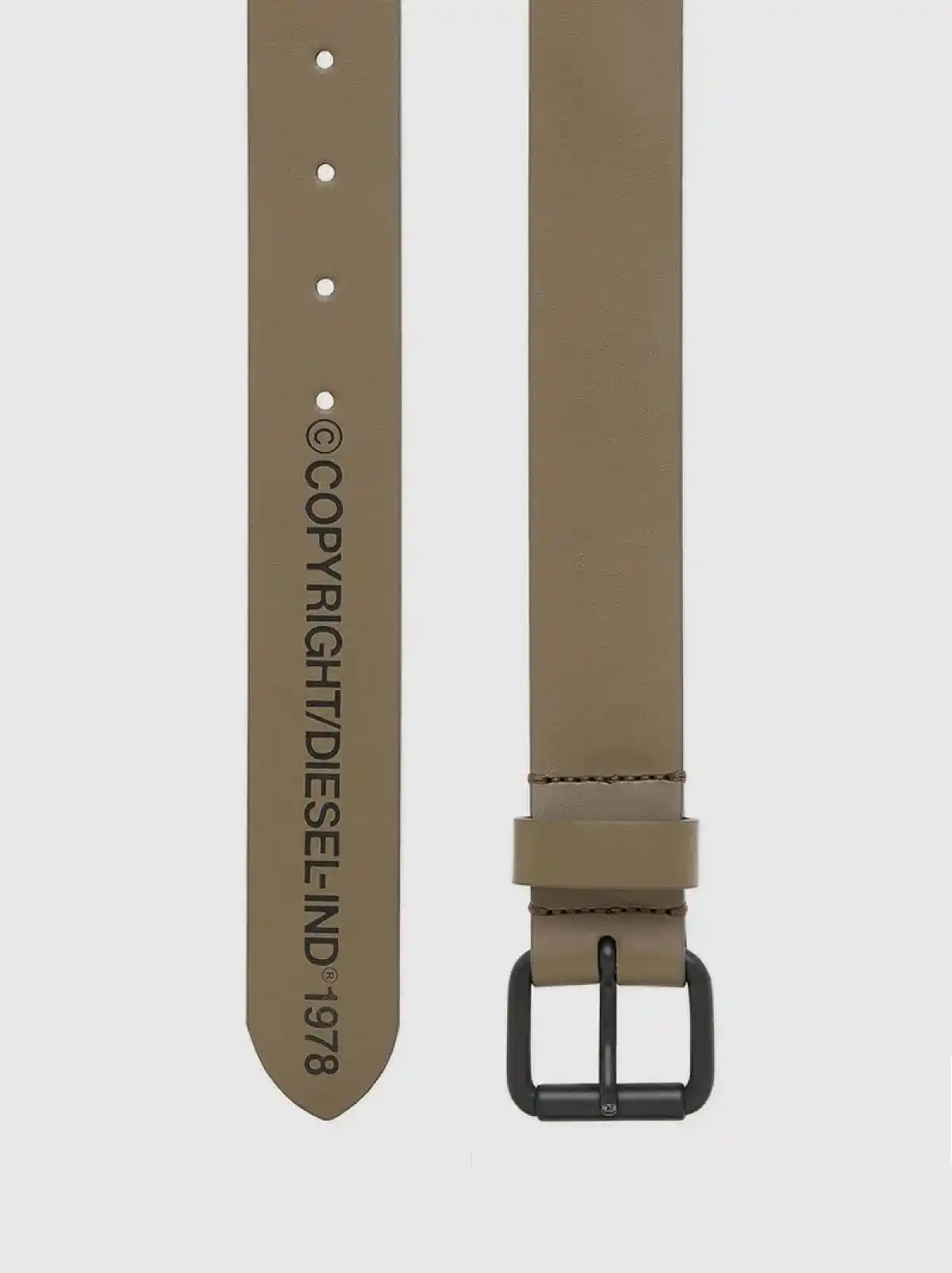 Brown Faux leather belt with logo print