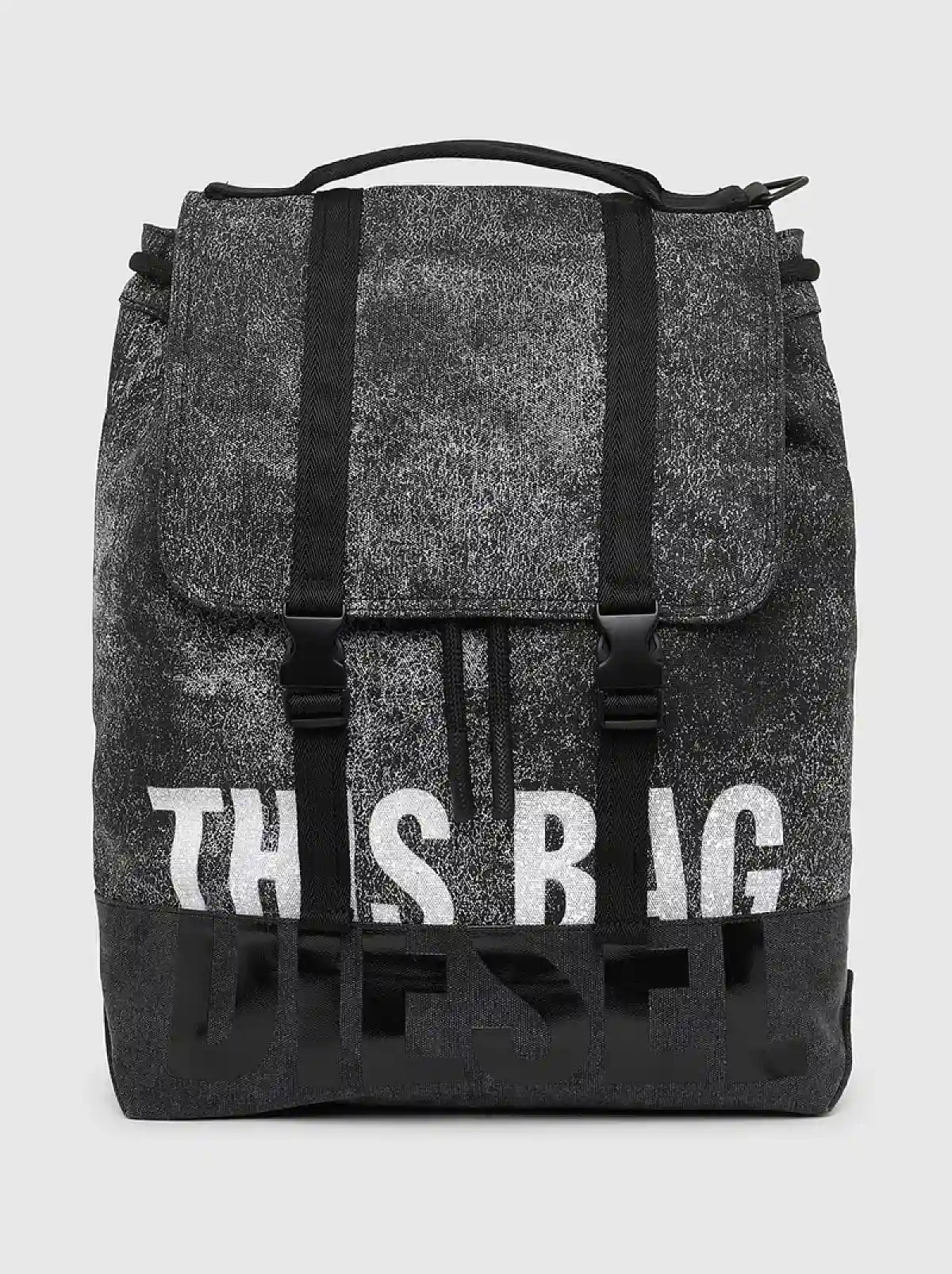 Grey Buckled backpack in marble canvas