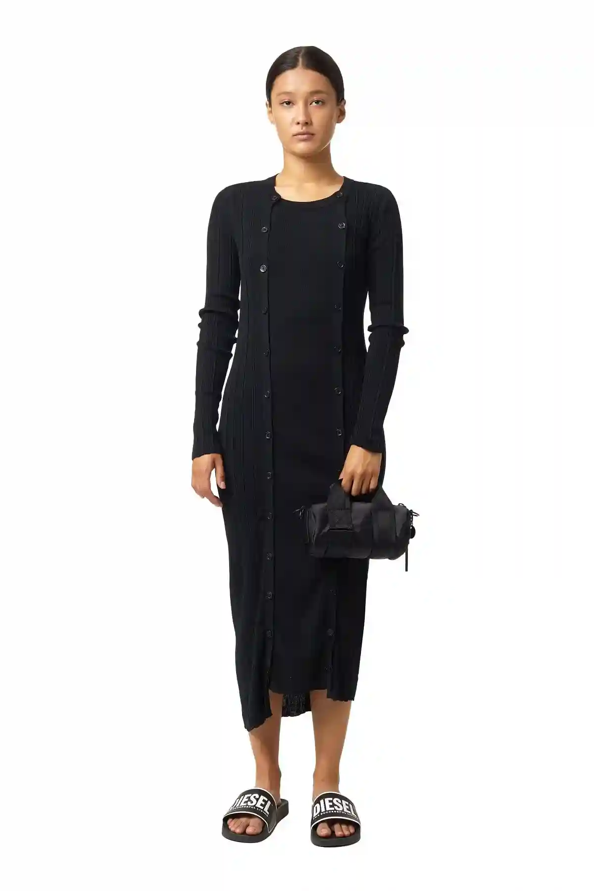 Black Cylindrical cross-body in nylon