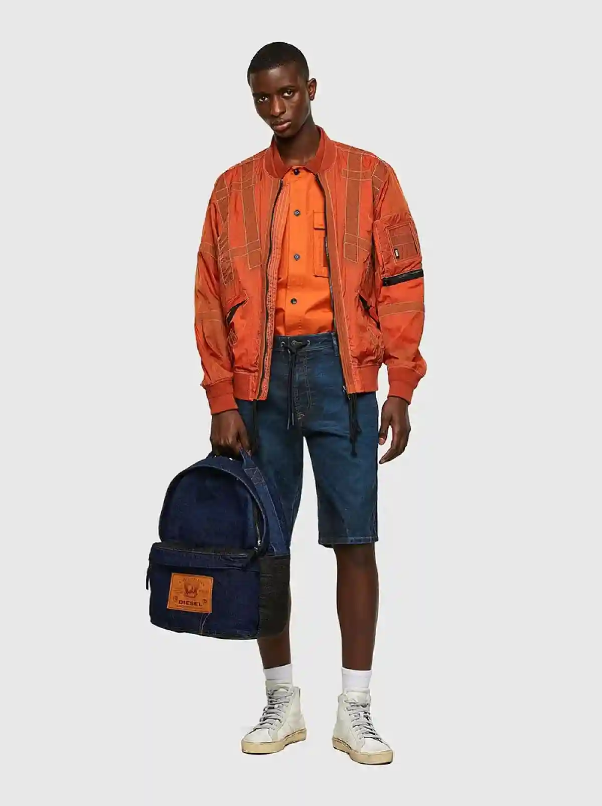 Blue Backpack in patchwork denim