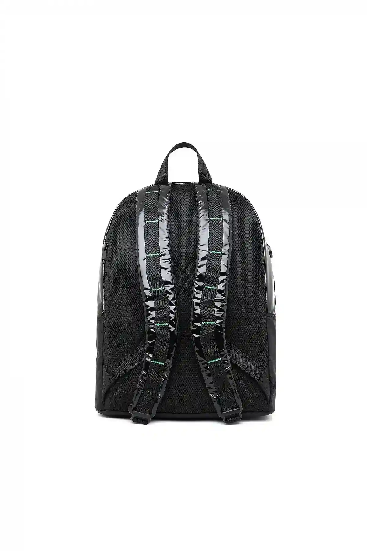 Black and Green Backpack in ripstop with contrast zip
