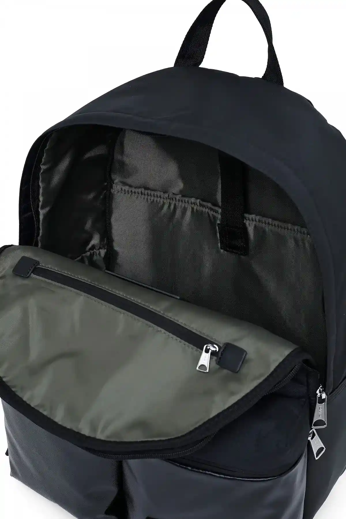 Black Backpack in ripstop with coated pockets
