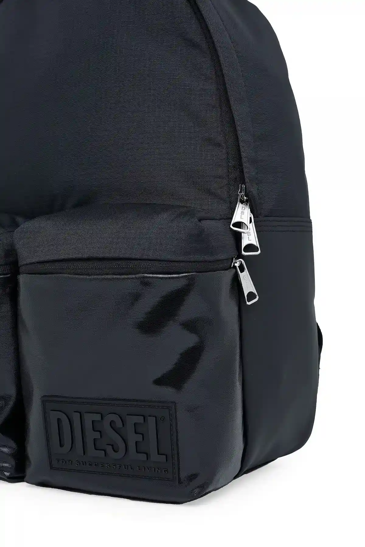 Black Backpack in ripstop with coated pockets