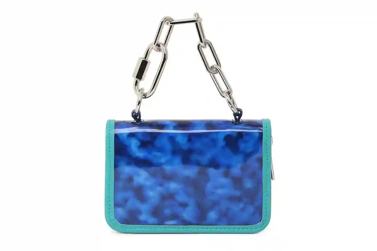 Blue Small wallet in leopard PVC