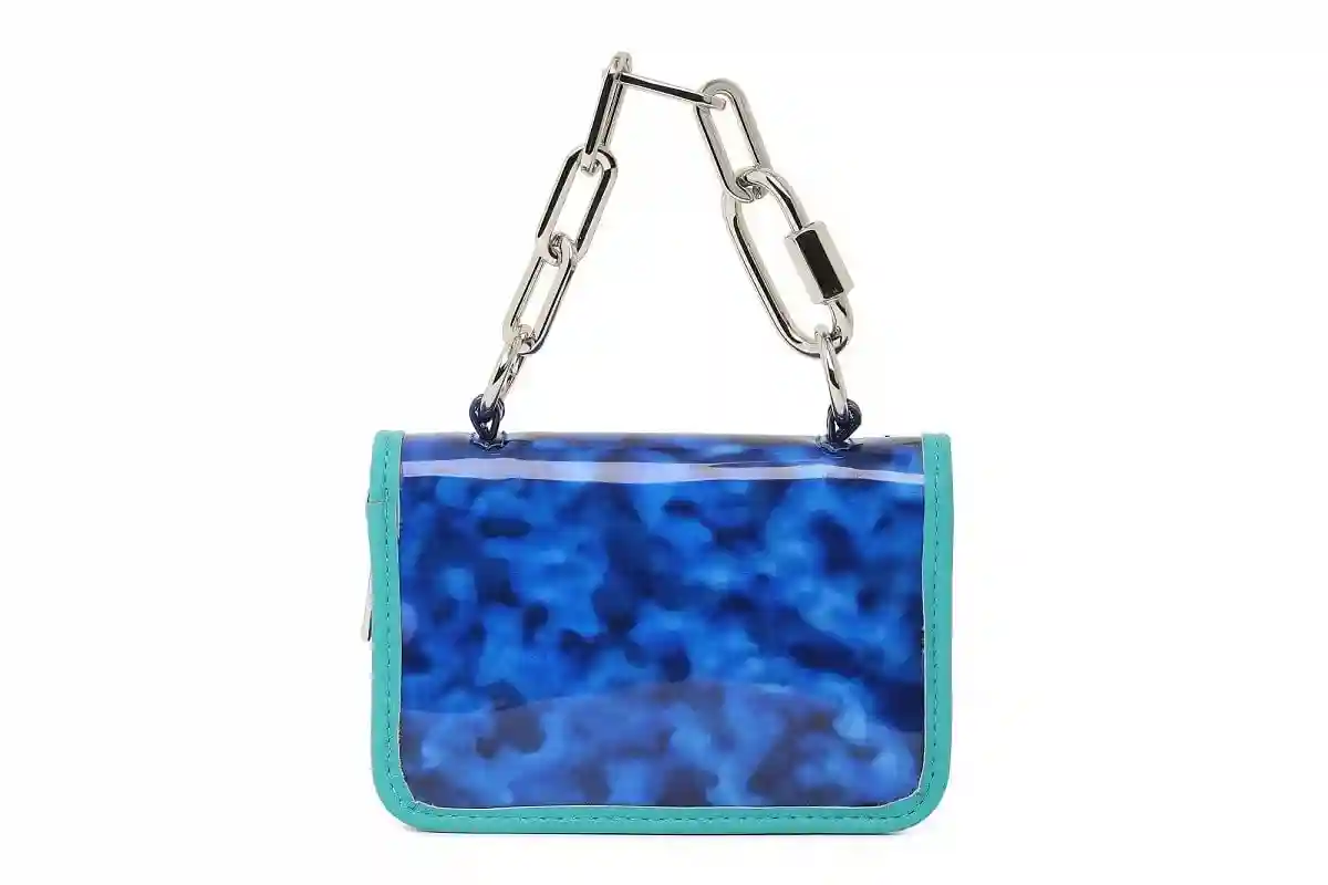 Blue Small wallet in leopard PVC