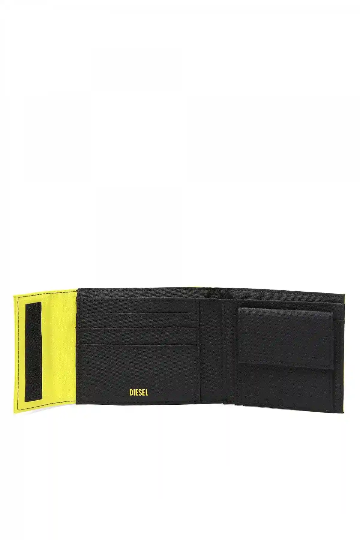 Yellow Velcro wallet with lanyard and D patch