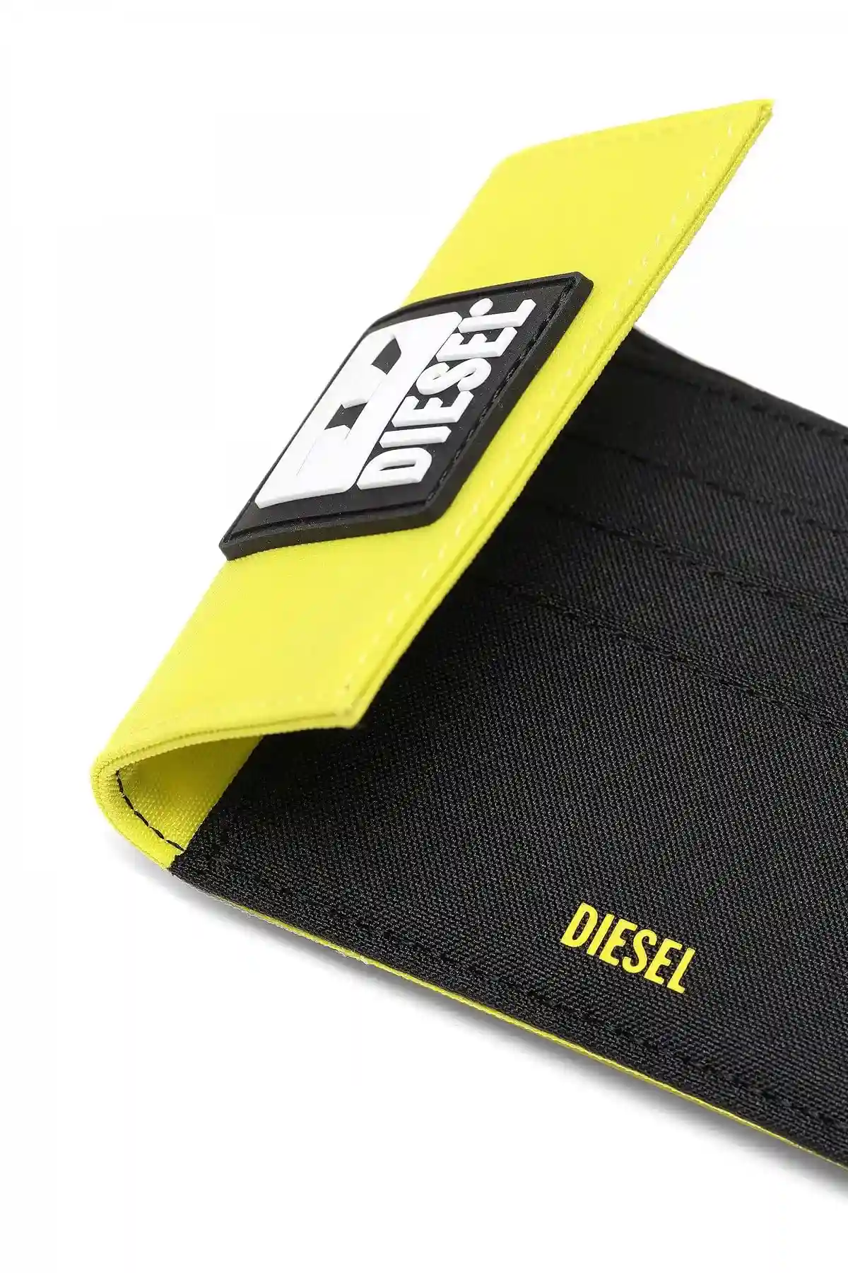 Yellow Velcro wallet with lanyard and D patch