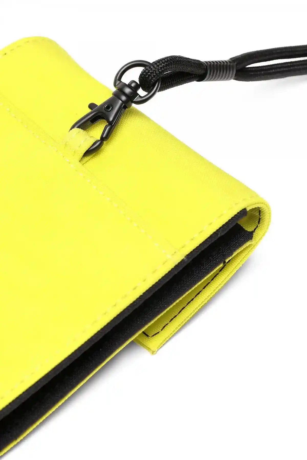 Yellow Velcro wallet with lanyard and D patch