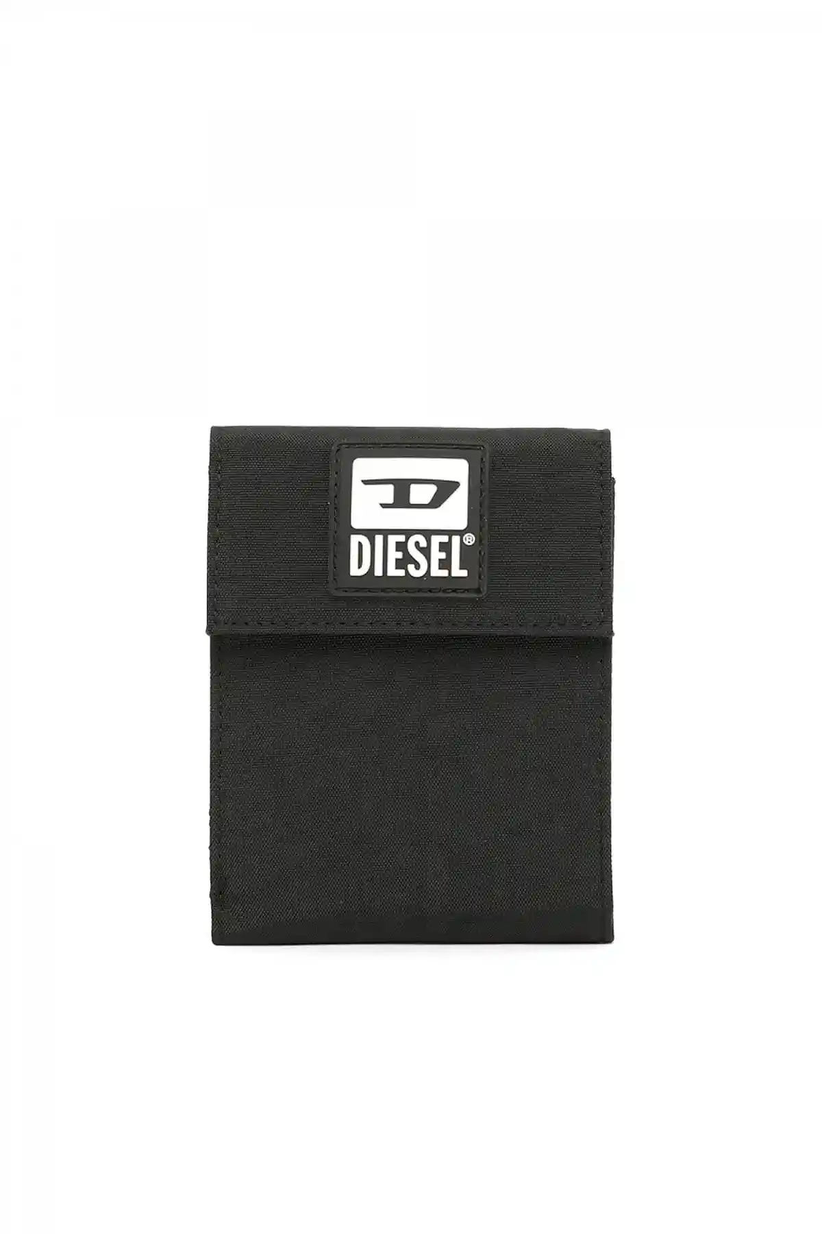 Black Velcro wallet with lanyard and D patch