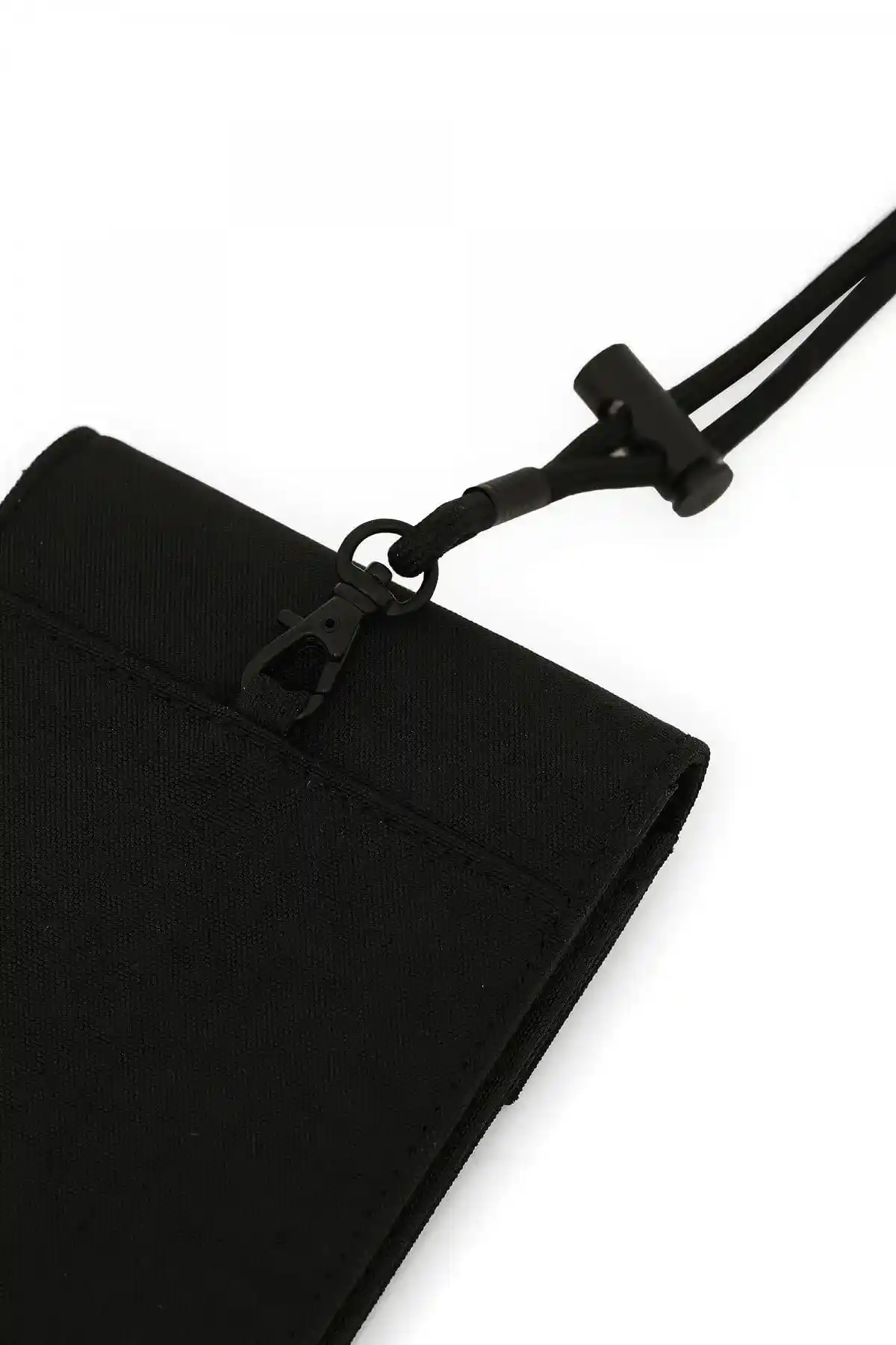 Black Velcro wallet with lanyard and D patch