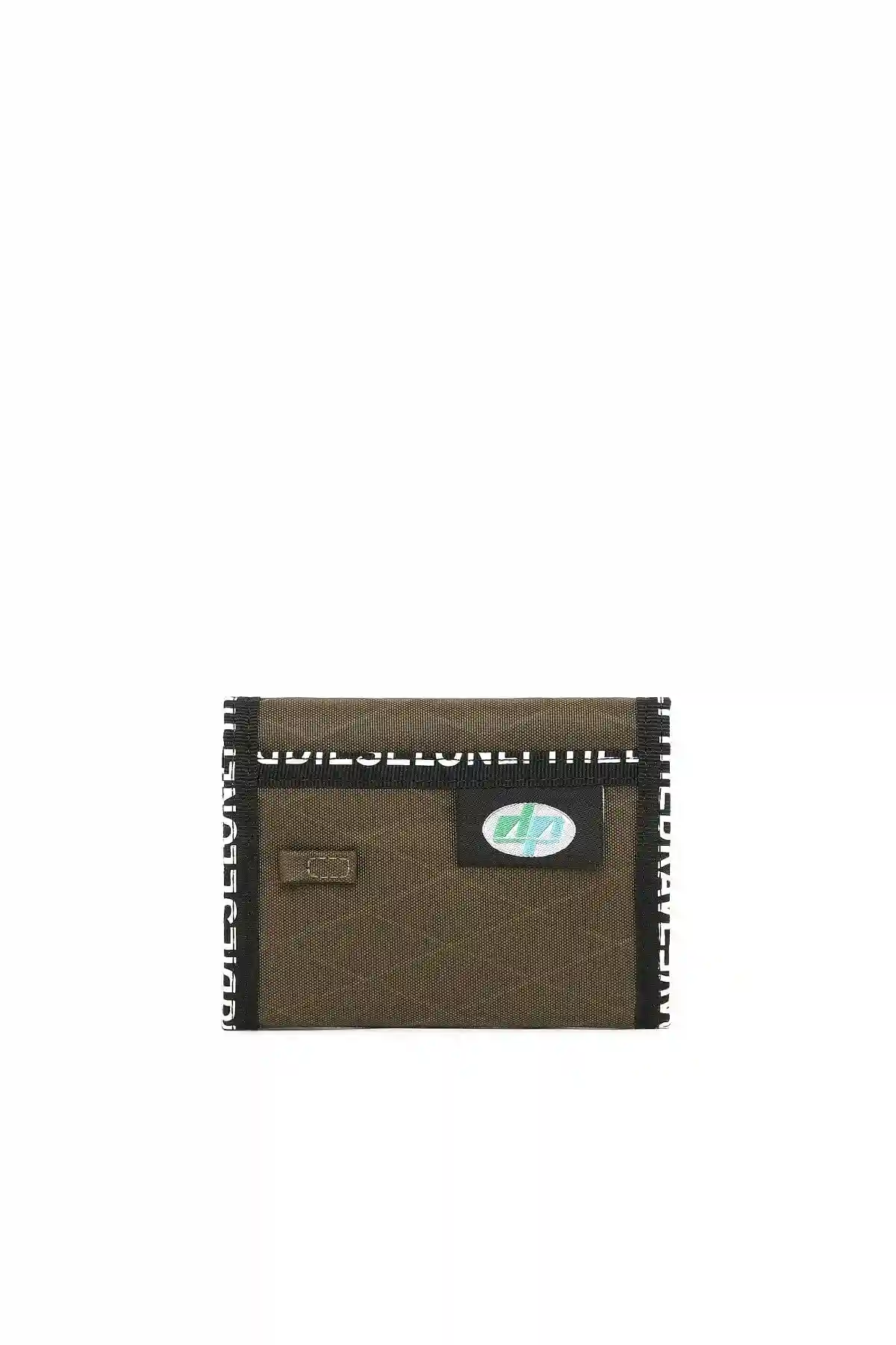 Green Micro wallet with lanyard and logo trims